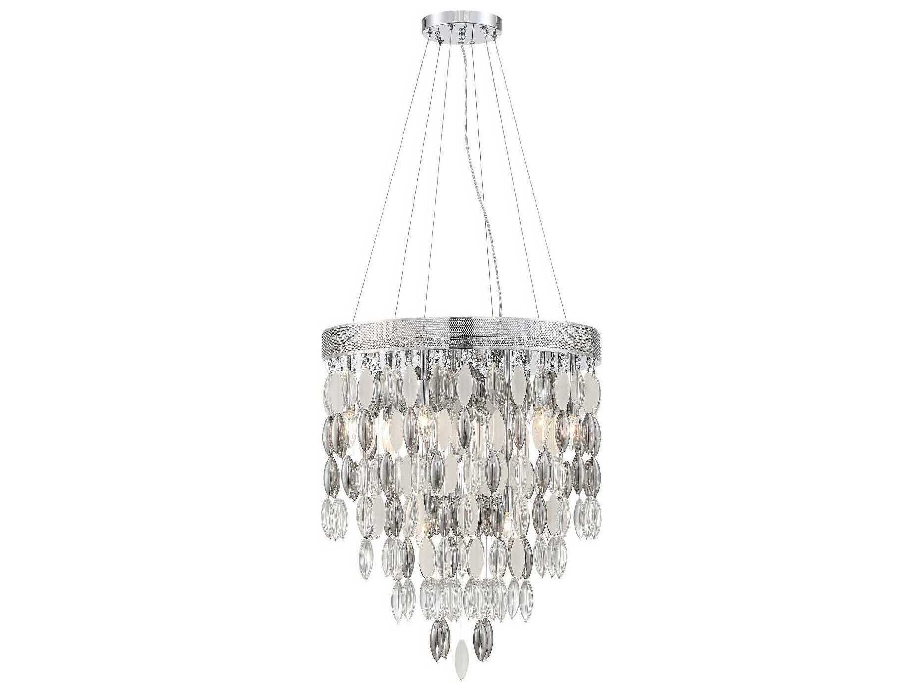Crystorama Hudson 9-Light Polished Chrome Glass Candelabra Tiered Chandelier