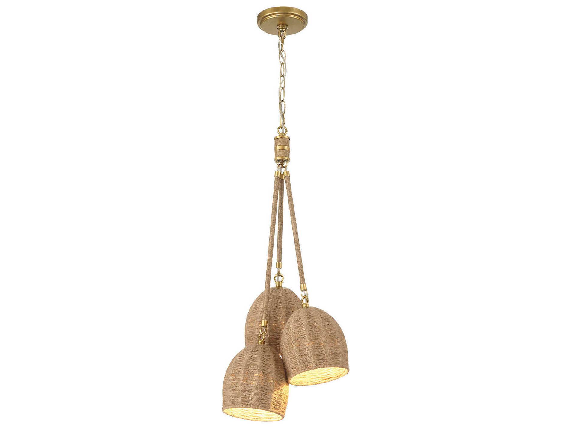 Crystorama Jace 3-Light Soft Gold Dome Mini Pendant