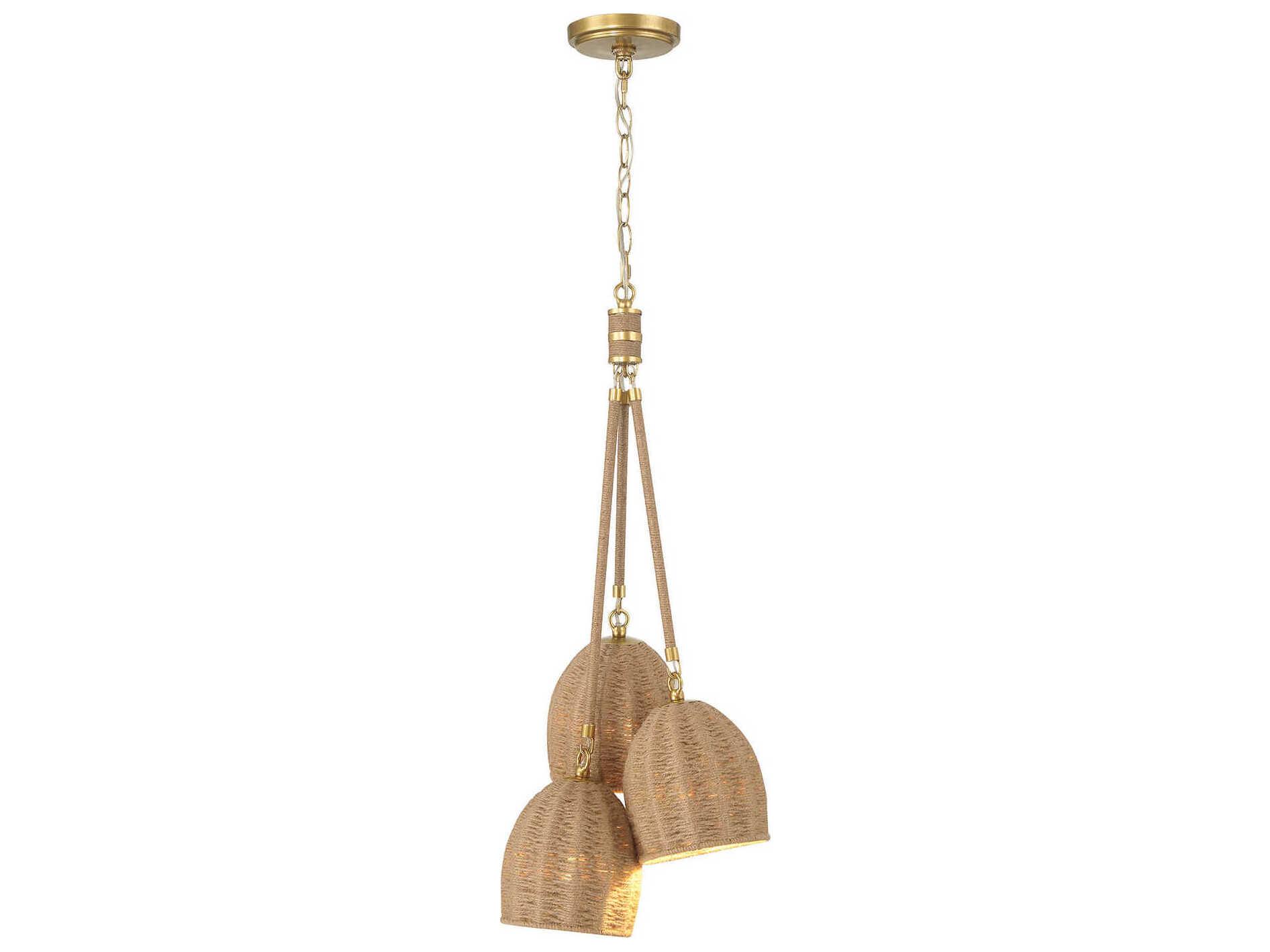 Crystorama Jace 3-Light Soft Gold Dome Mini Pendant