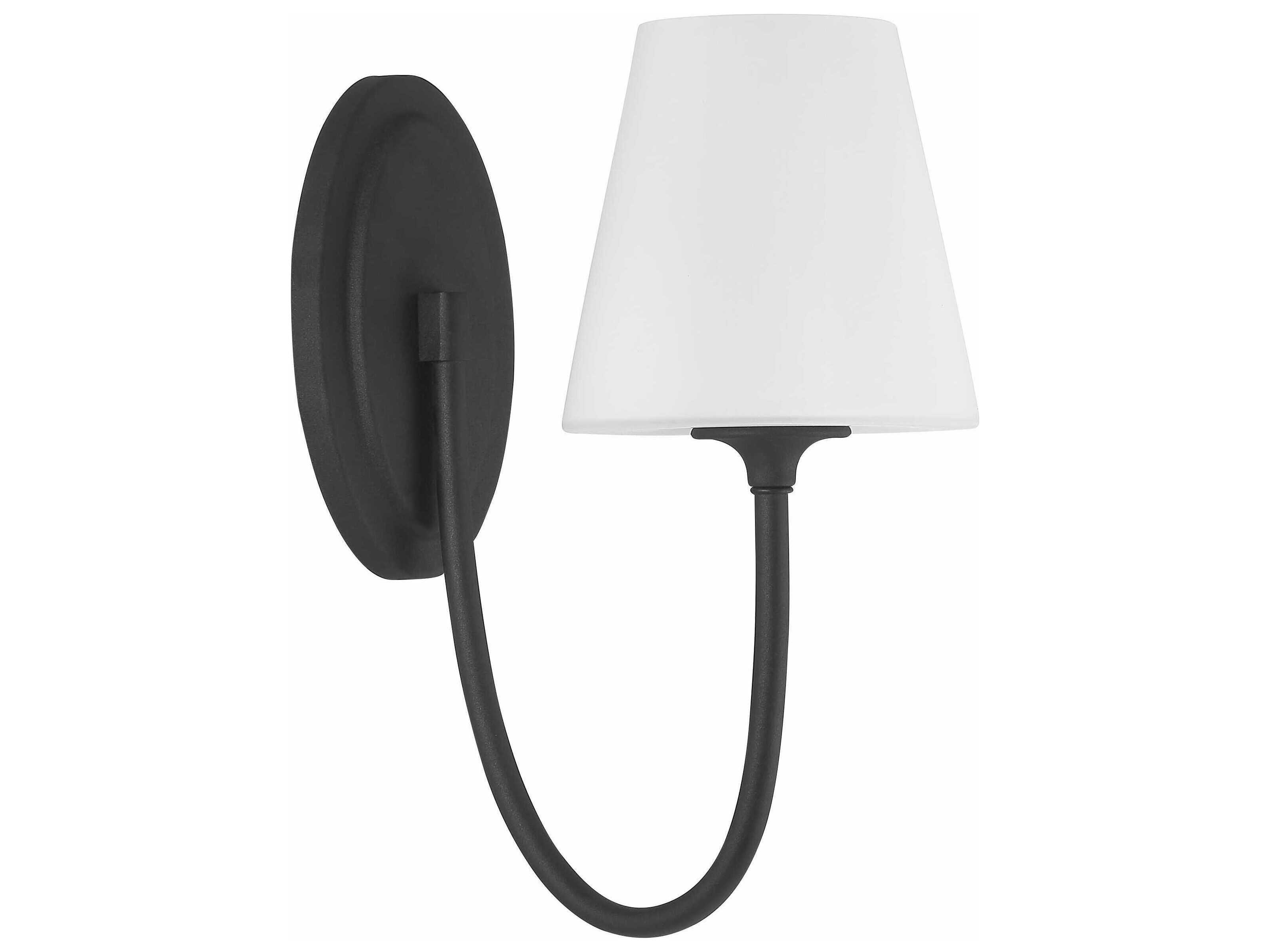 Crystorama Juno 1-Light Black Forged Glass Wall Sconce