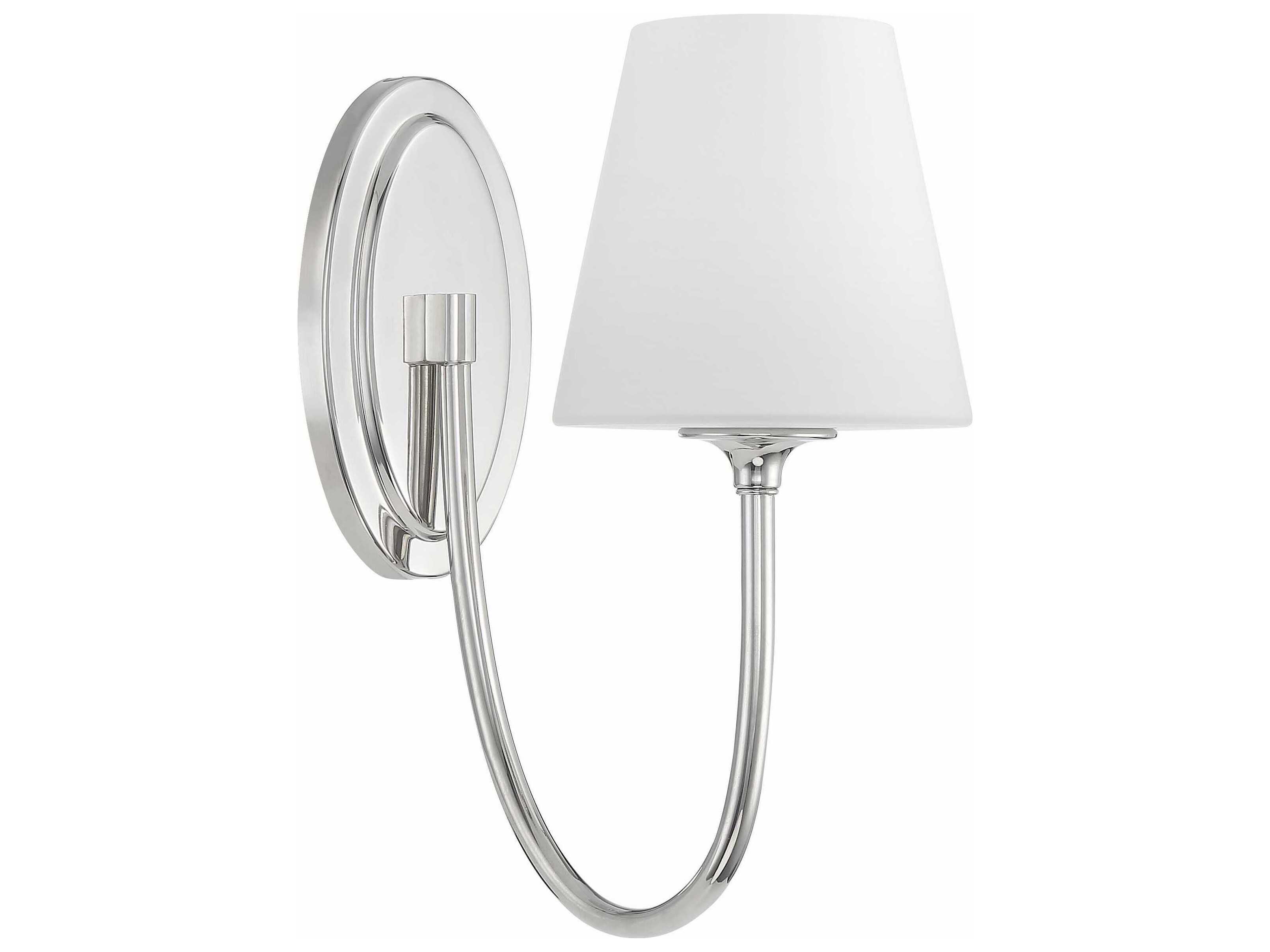 Crystorama Juno 1-Light Polished Nickel Glass Wall Sconce