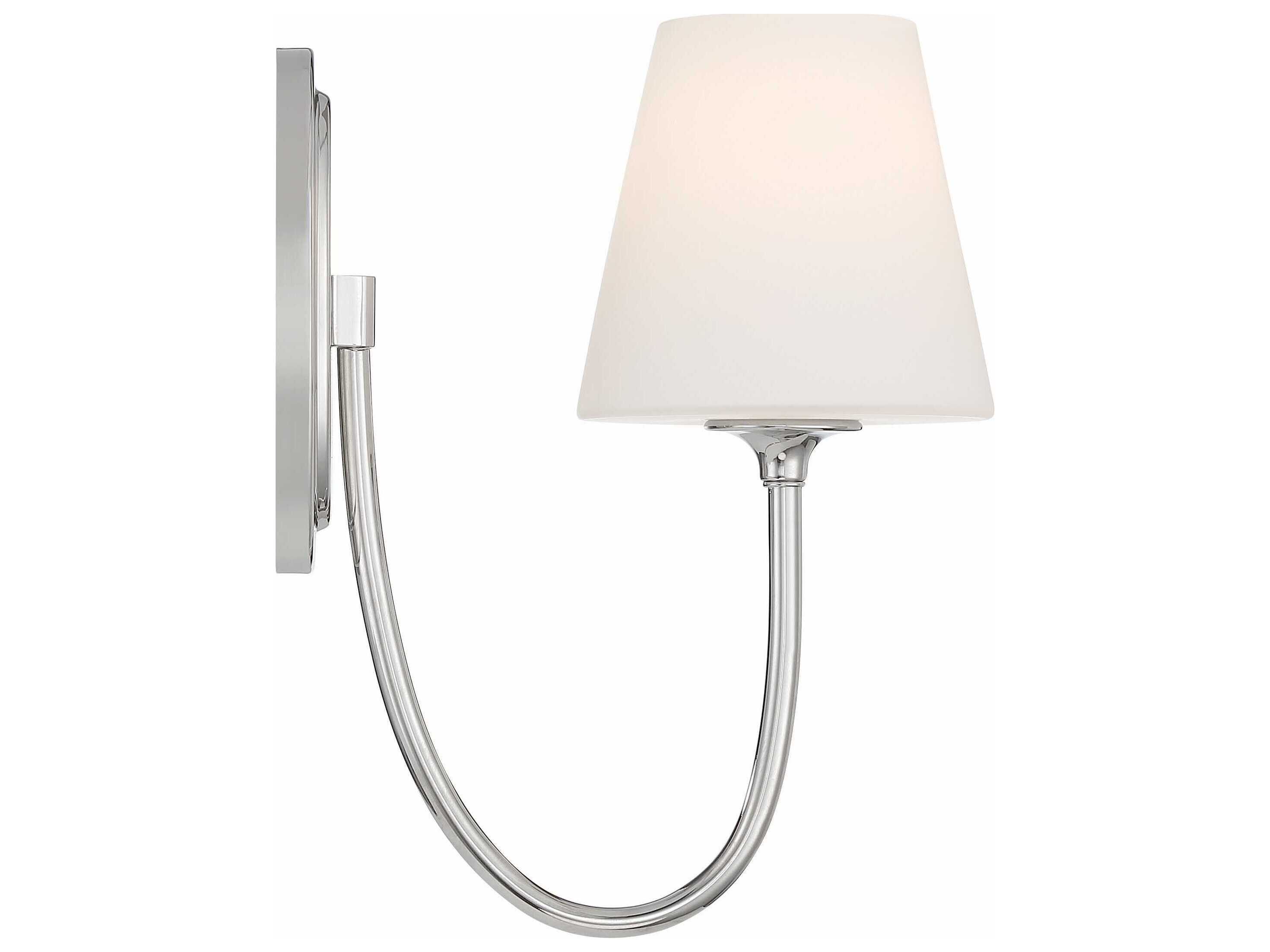 Crystorama Juno 1-Light Polished Nickel Glass Wall Sconce