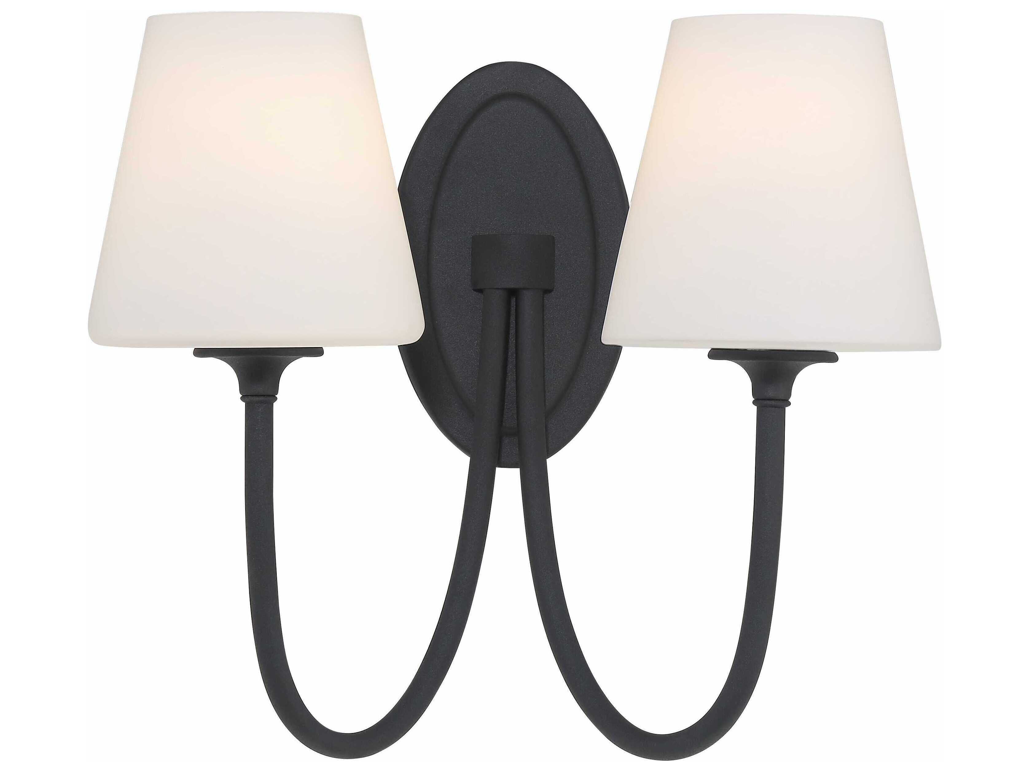 Crystorama Juno 2-Light Black Forged Glass Wall Sconce