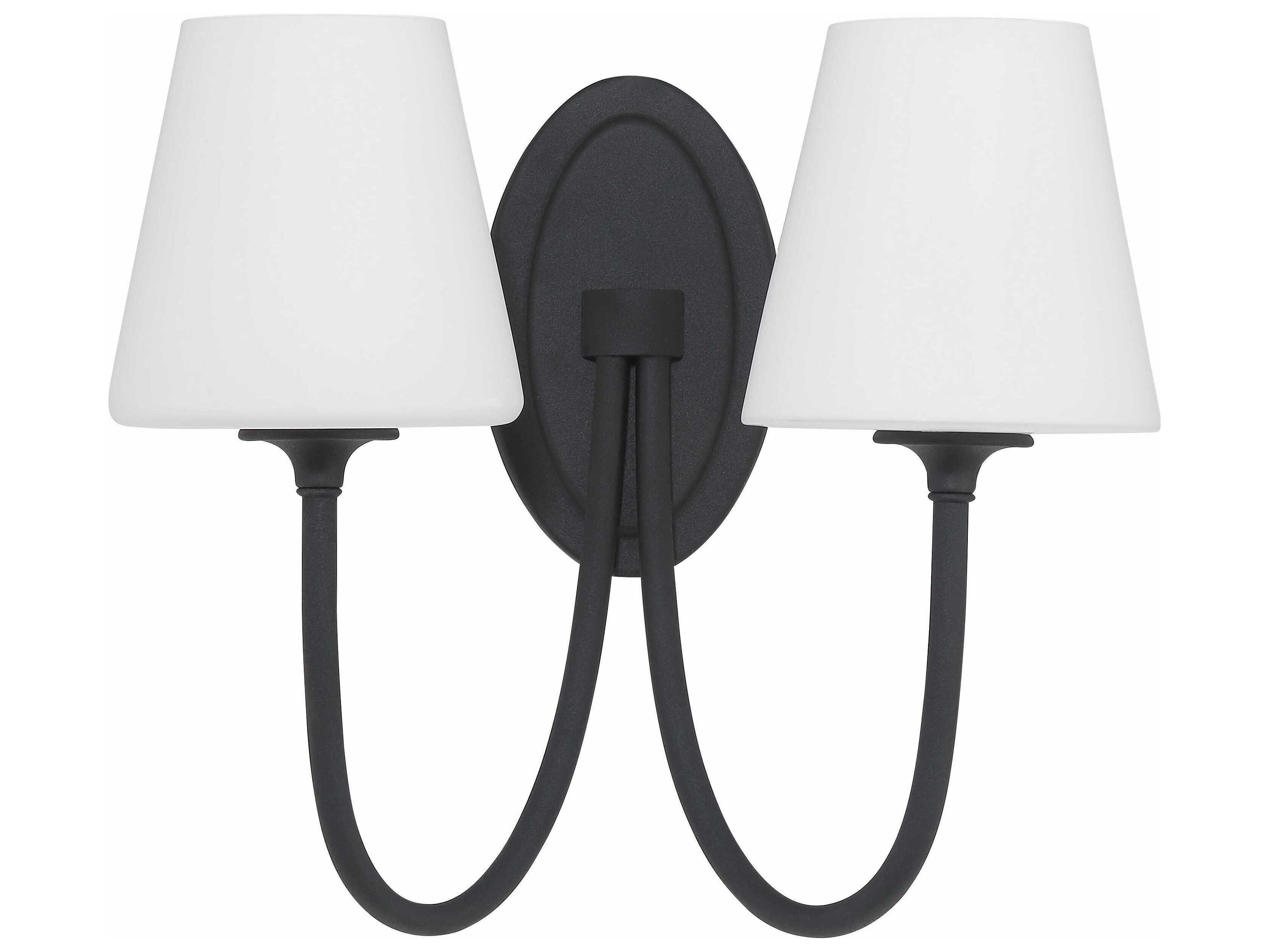 Crystorama Juno 2-Light Black Forged Glass Wall Sconce