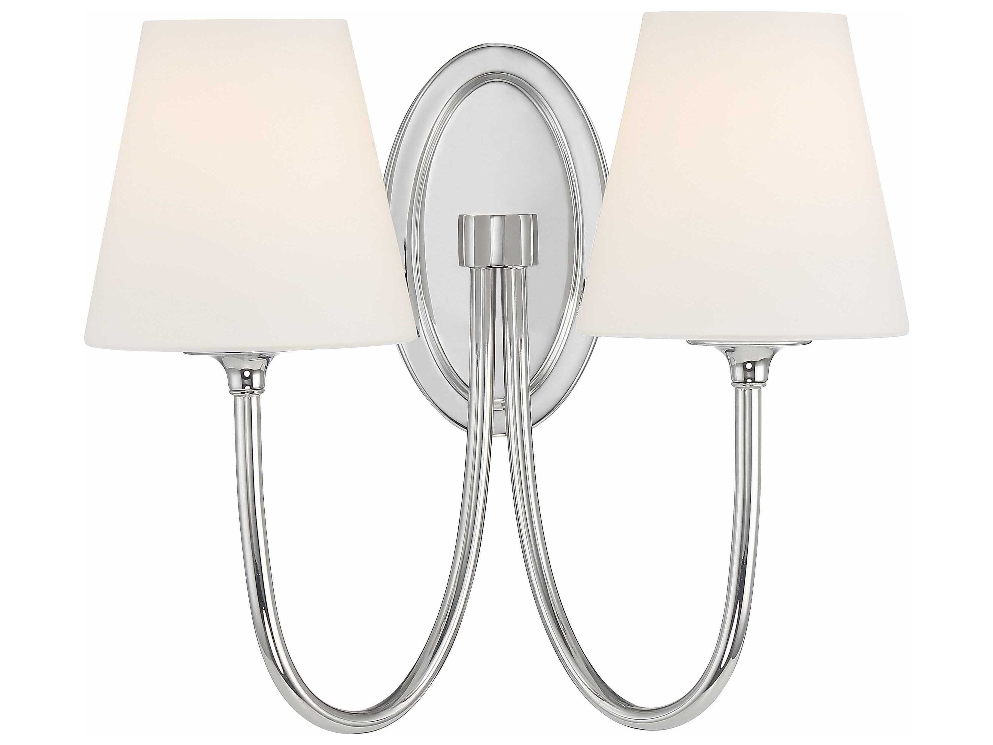 Crystorama Juno 2-Light Polished Nickel Glass Wall Sconce