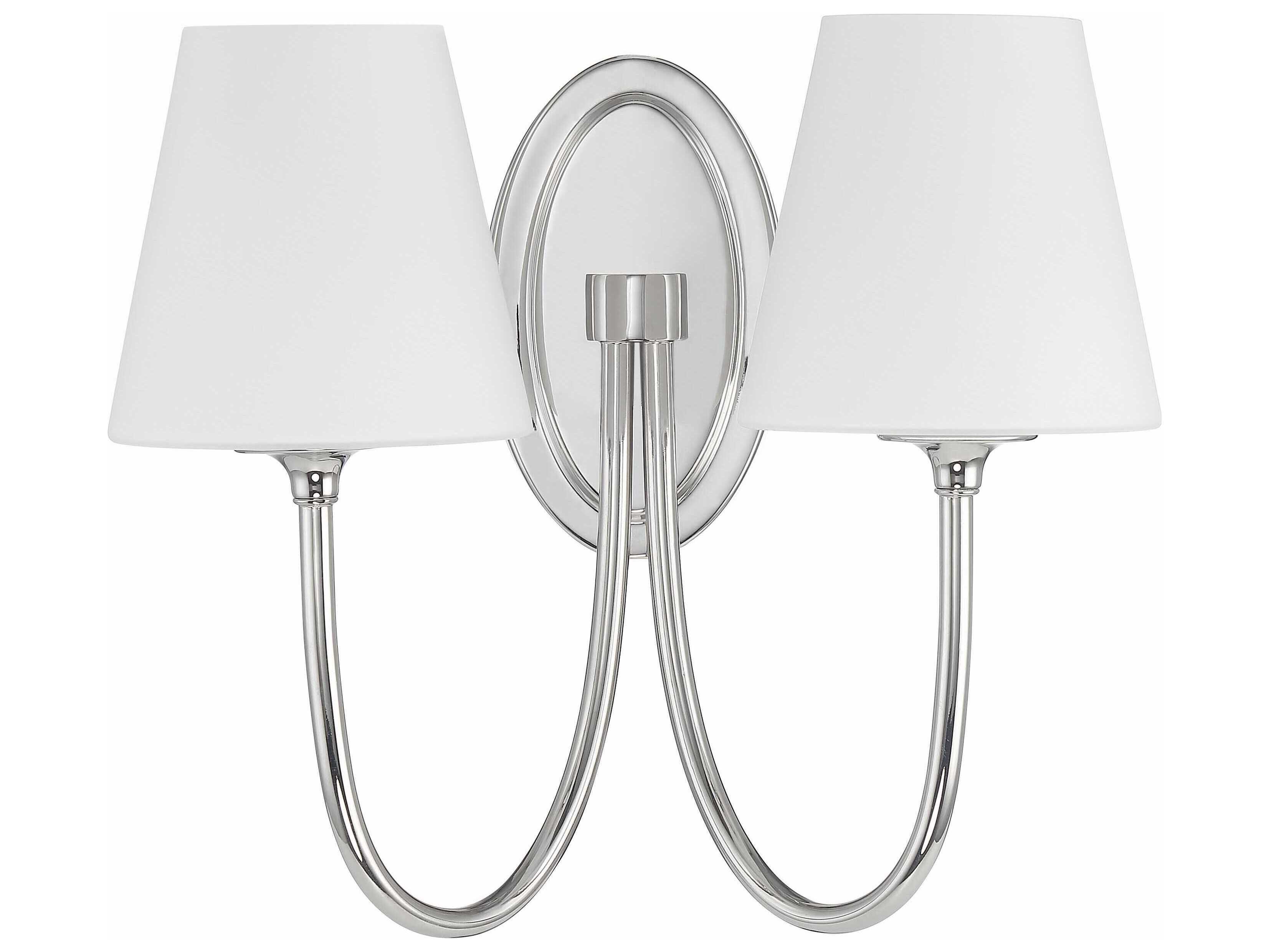 Crystorama Juno 2-Light Polished Nickel Glass Wall Sconce