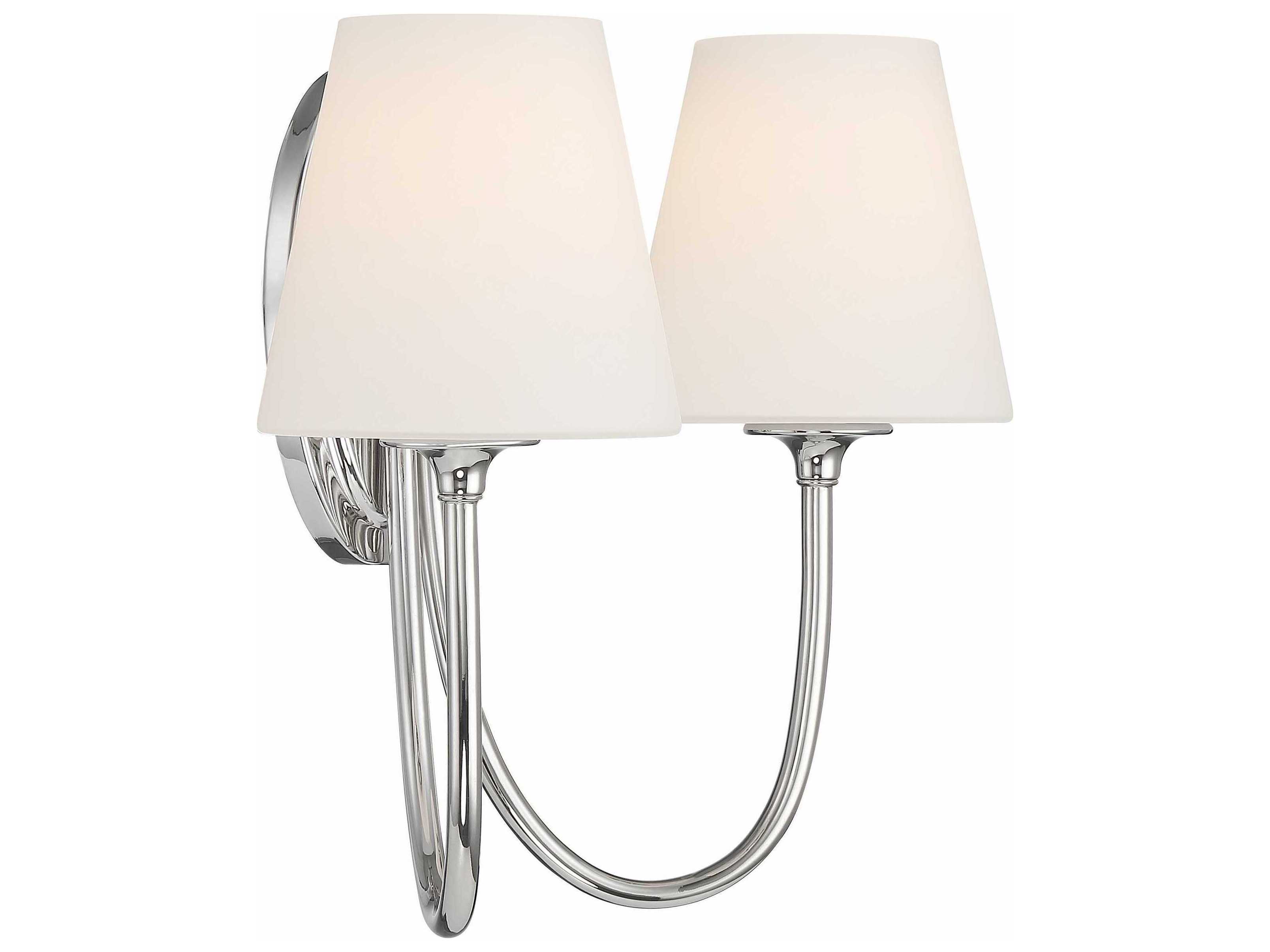 Crystorama Juno 2-Light Polished Nickel Glass Wall Sconce