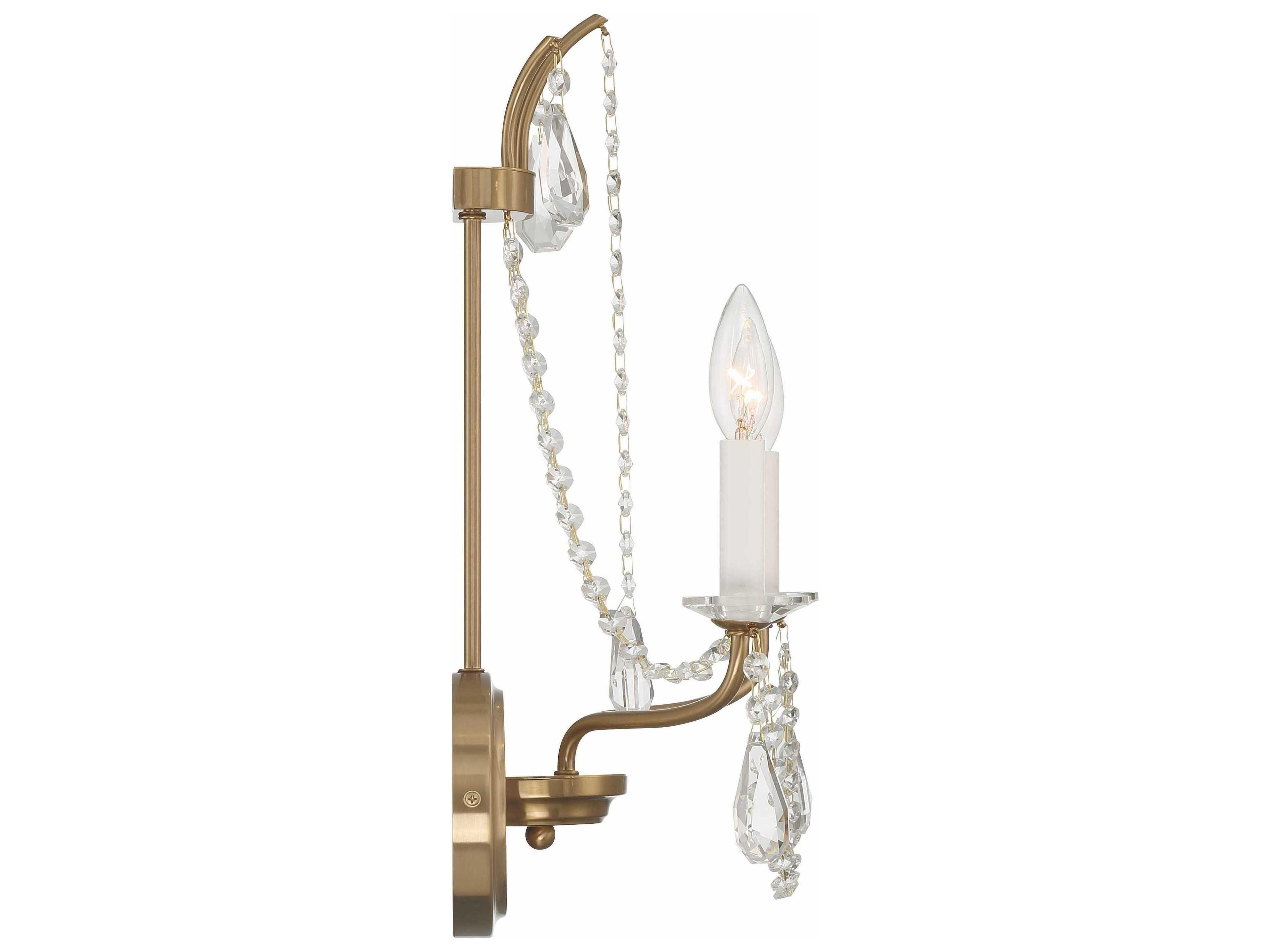 Crystorama Karrington 2-Light Aged Brass Crystal Wall Sconce