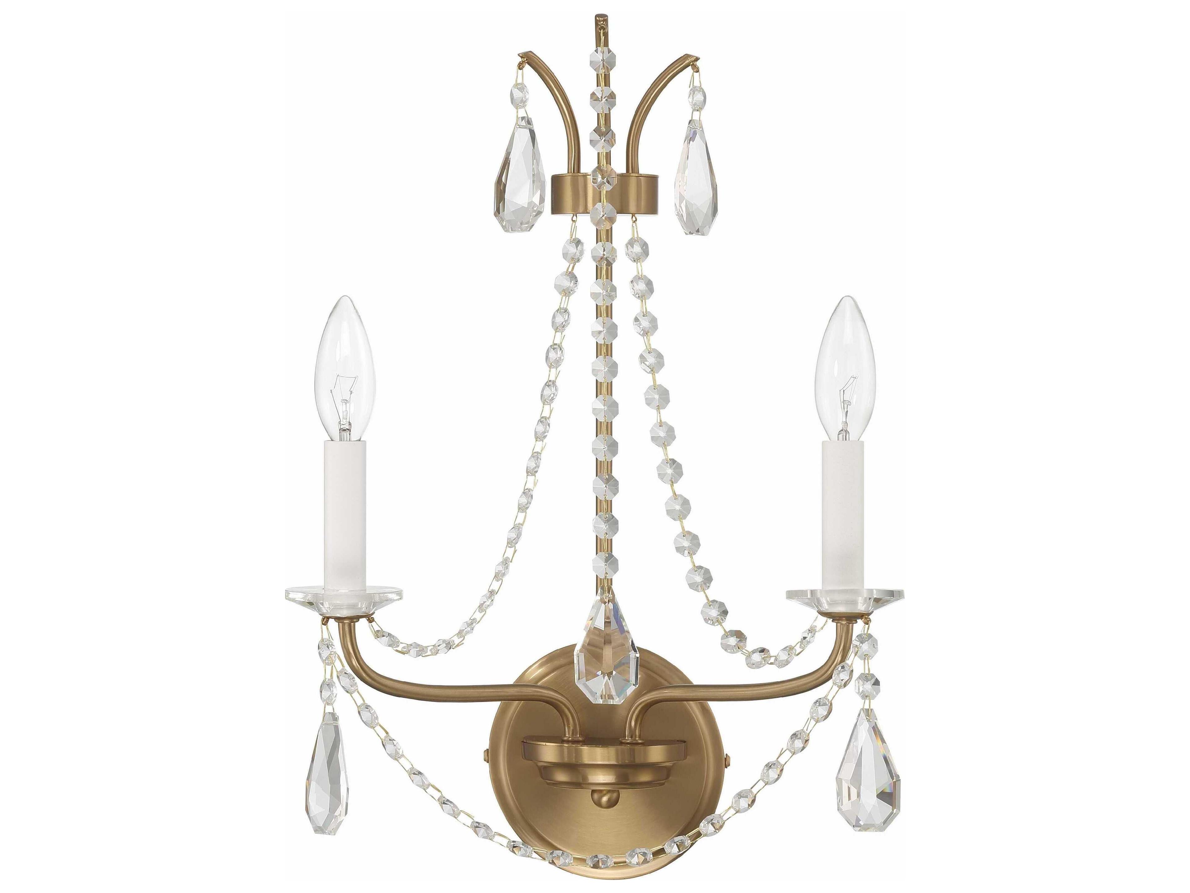 Crystorama Karrington 2-Light Aged Brass Crystal Wall Sconce