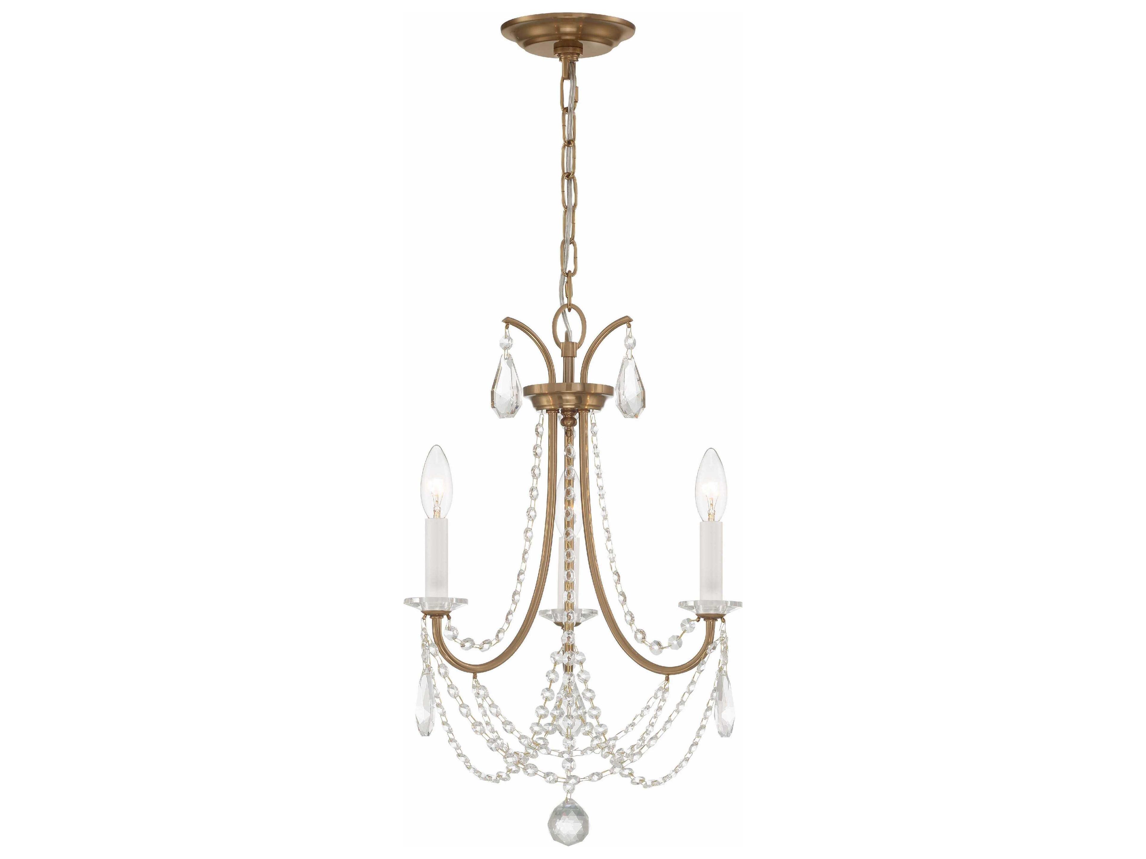 Crystorama Karrington 3-Light Aged Brass Crystal Candelabra Chandelier