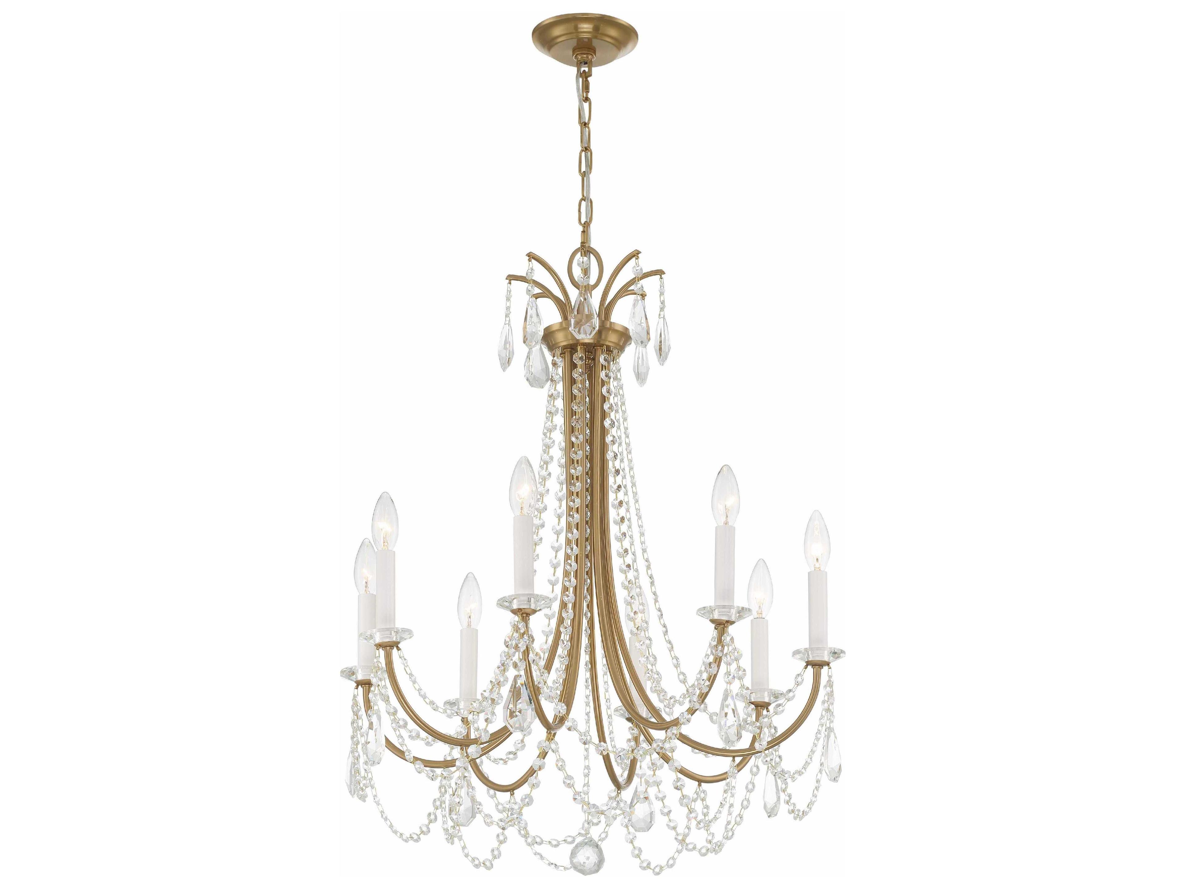 Crystorama Karrington 8-Light Aged Brass Crystal Candelabra Chandelier