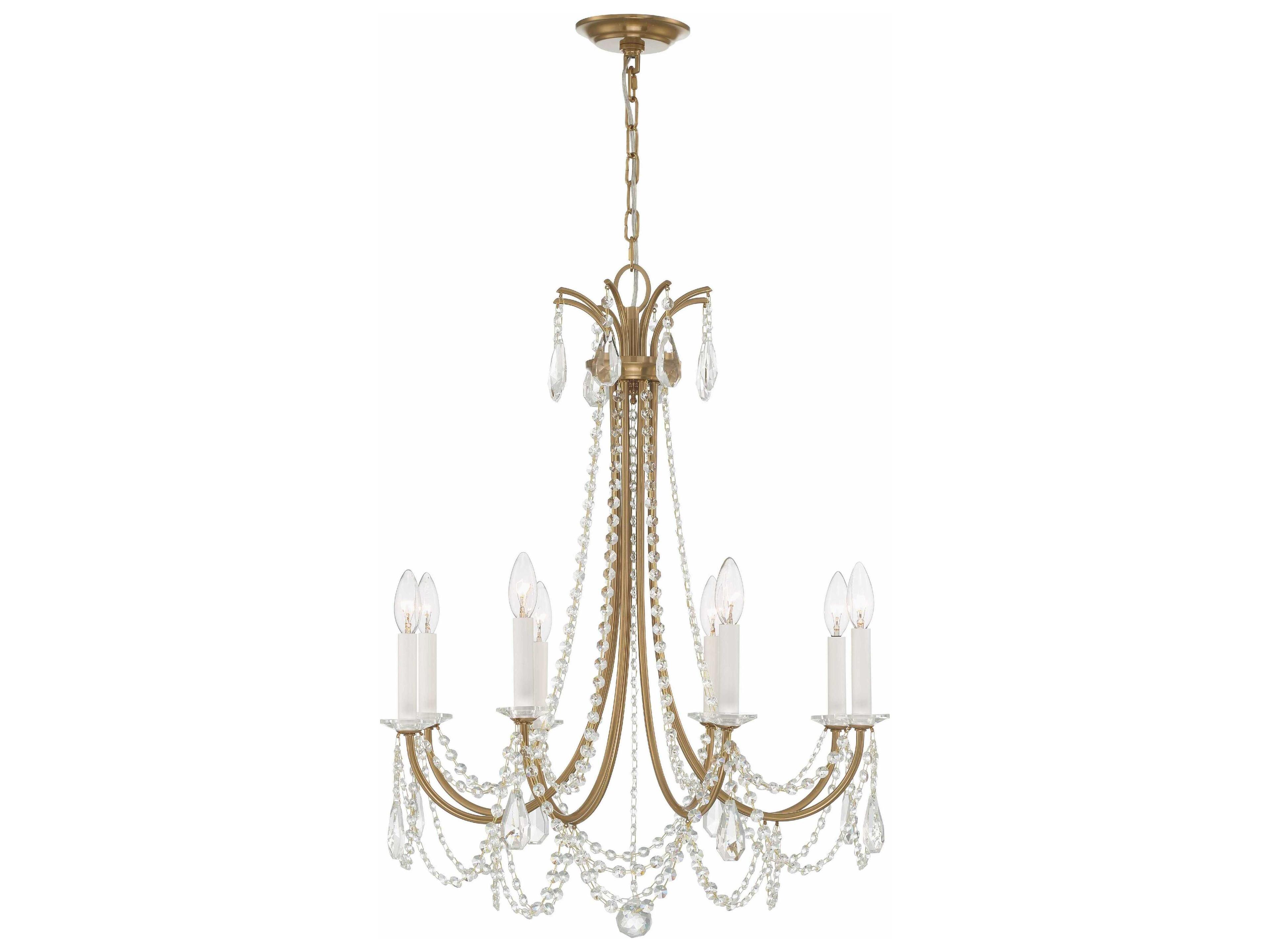 Crystorama Karrington 8-Light Aged Brass Crystal Candelabra Chandelier