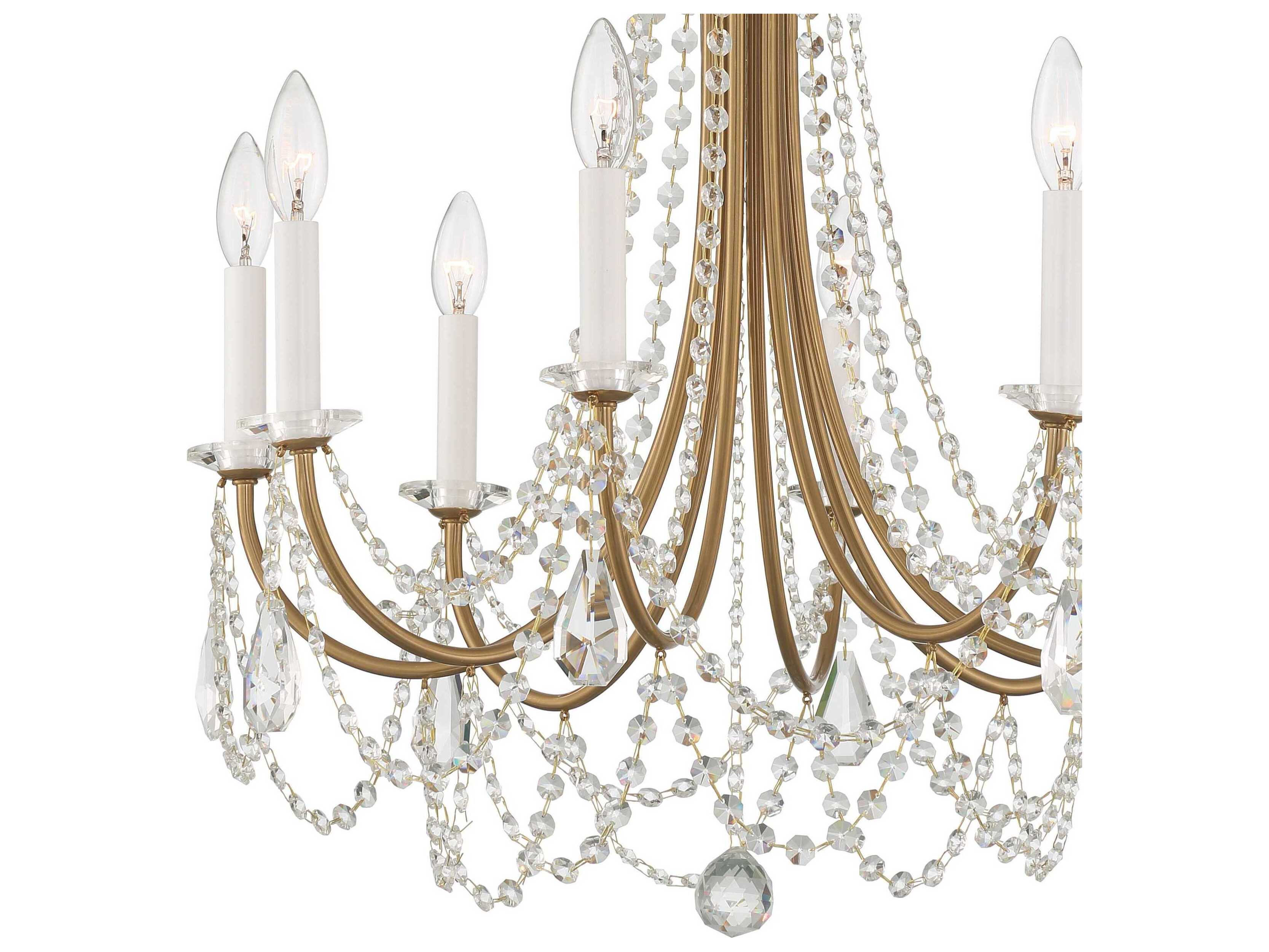 Crystorama Karrington 8-Light Aged Brass Crystal Candelabra Chandelier