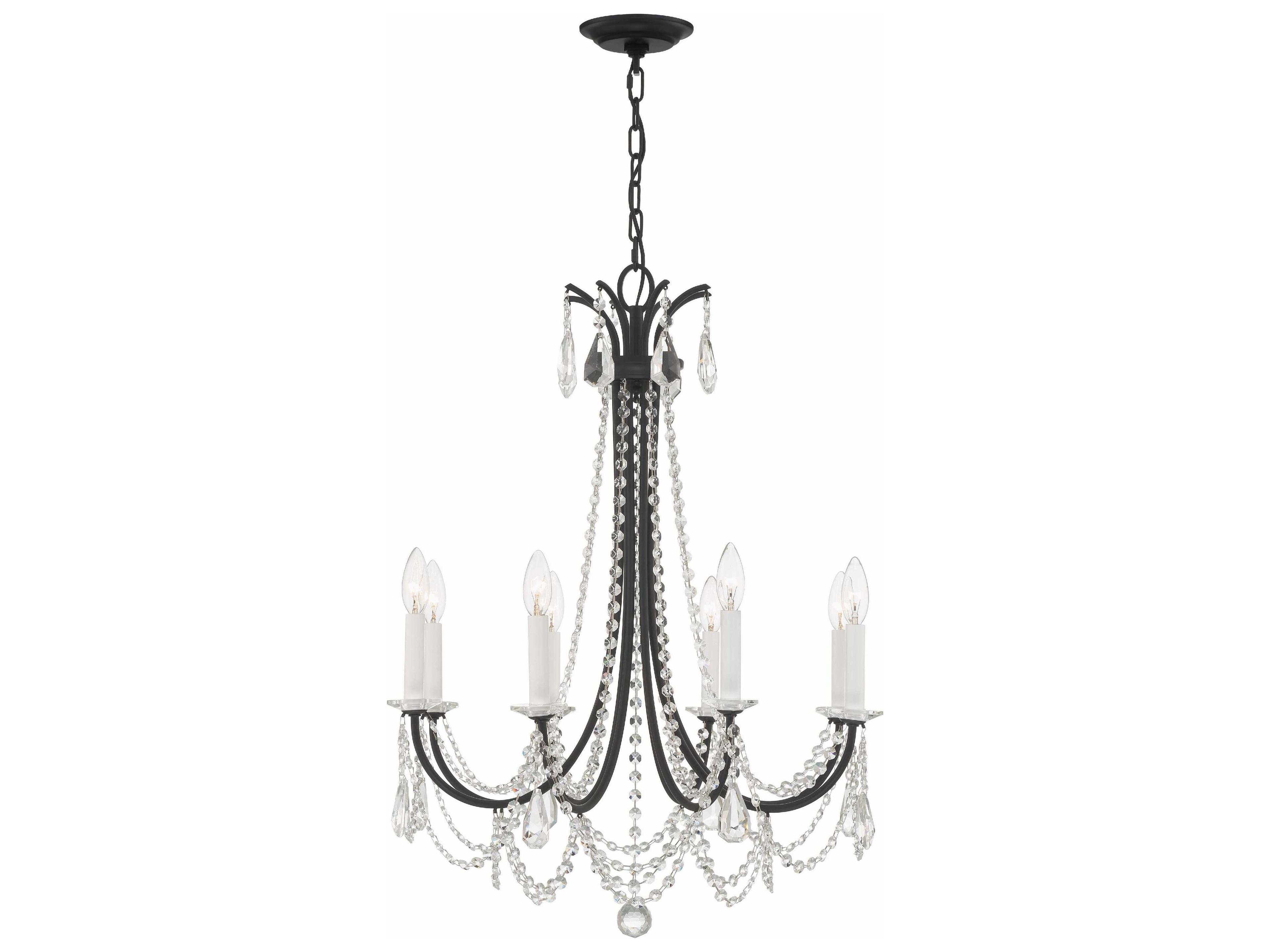 Crystorama Karrington 8-Light Matte Black Crystal Candelabra Chandelier