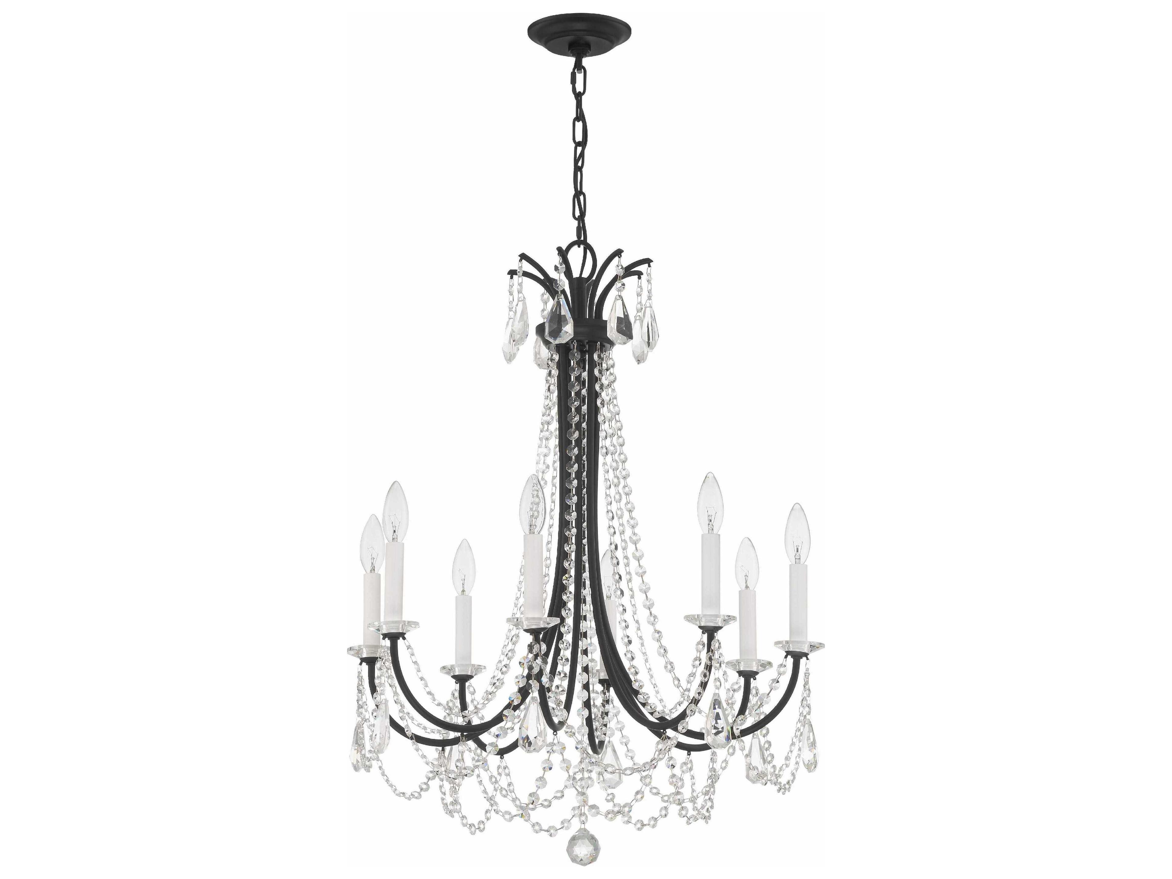 Crystorama Karrington 8-Light Matte Black Crystal Candelabra Chandelier