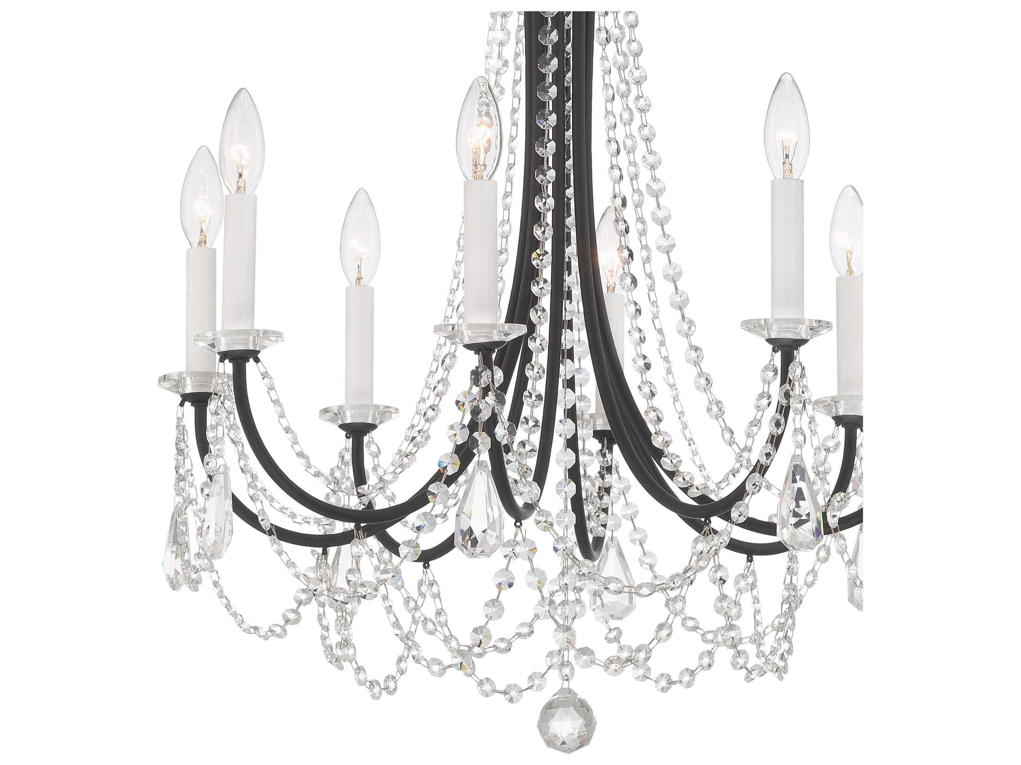 Crystorama Karrington 8-Light Matte Black Crystal Candelabra Chandelier