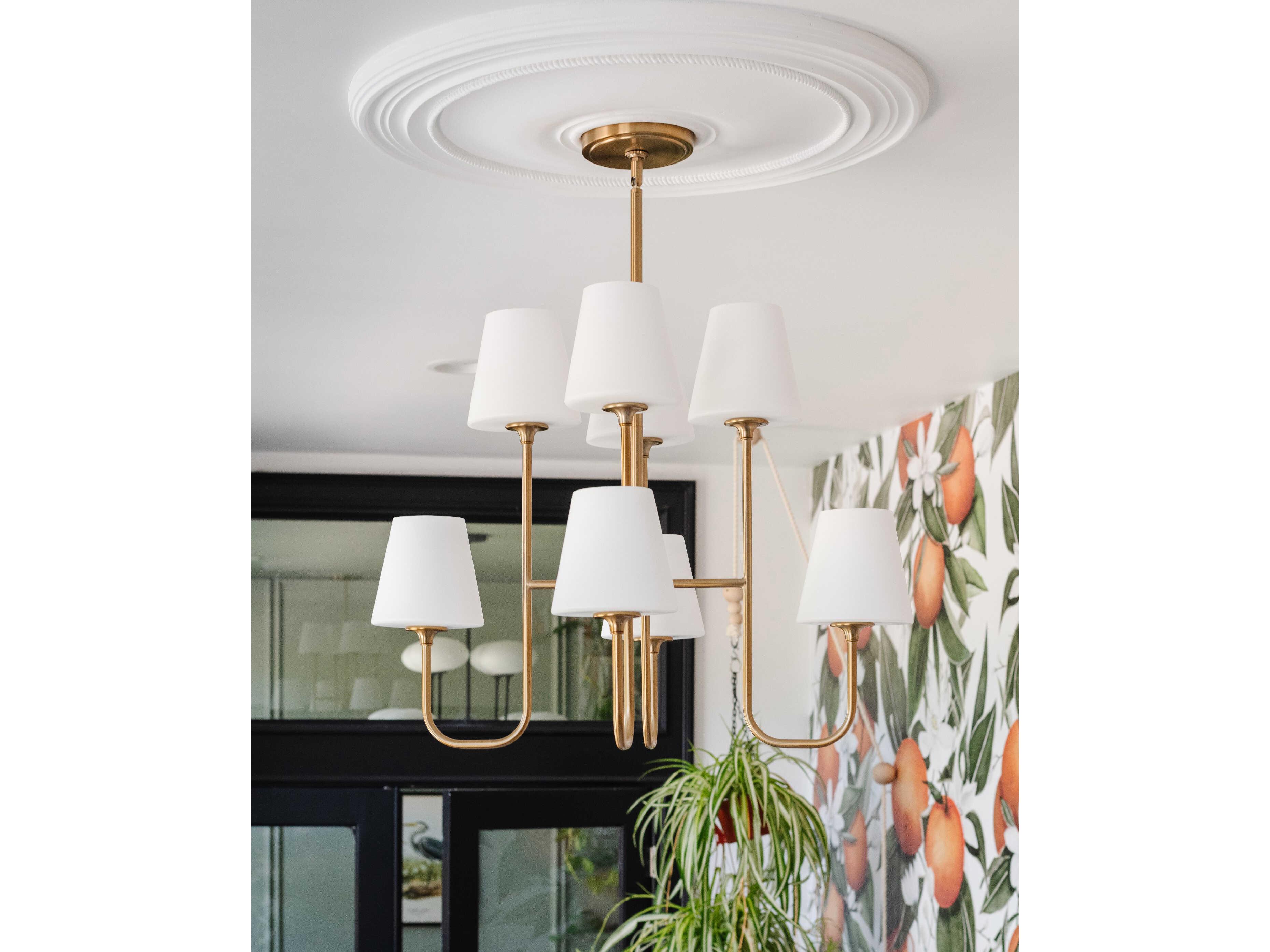 Crystorama Keenan 8-Light Vibrant Gold Glass Chandelier