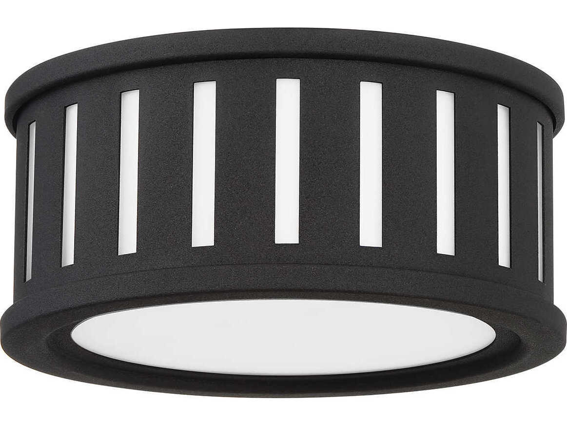 Crystorama Kendal 2-Light Black Forged Drum Flush Mount