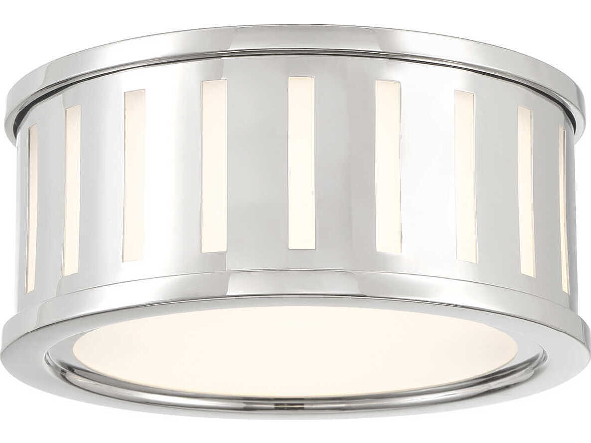 Crystorama Kendal 2-Light Polished Nickel Drum Flush Mount