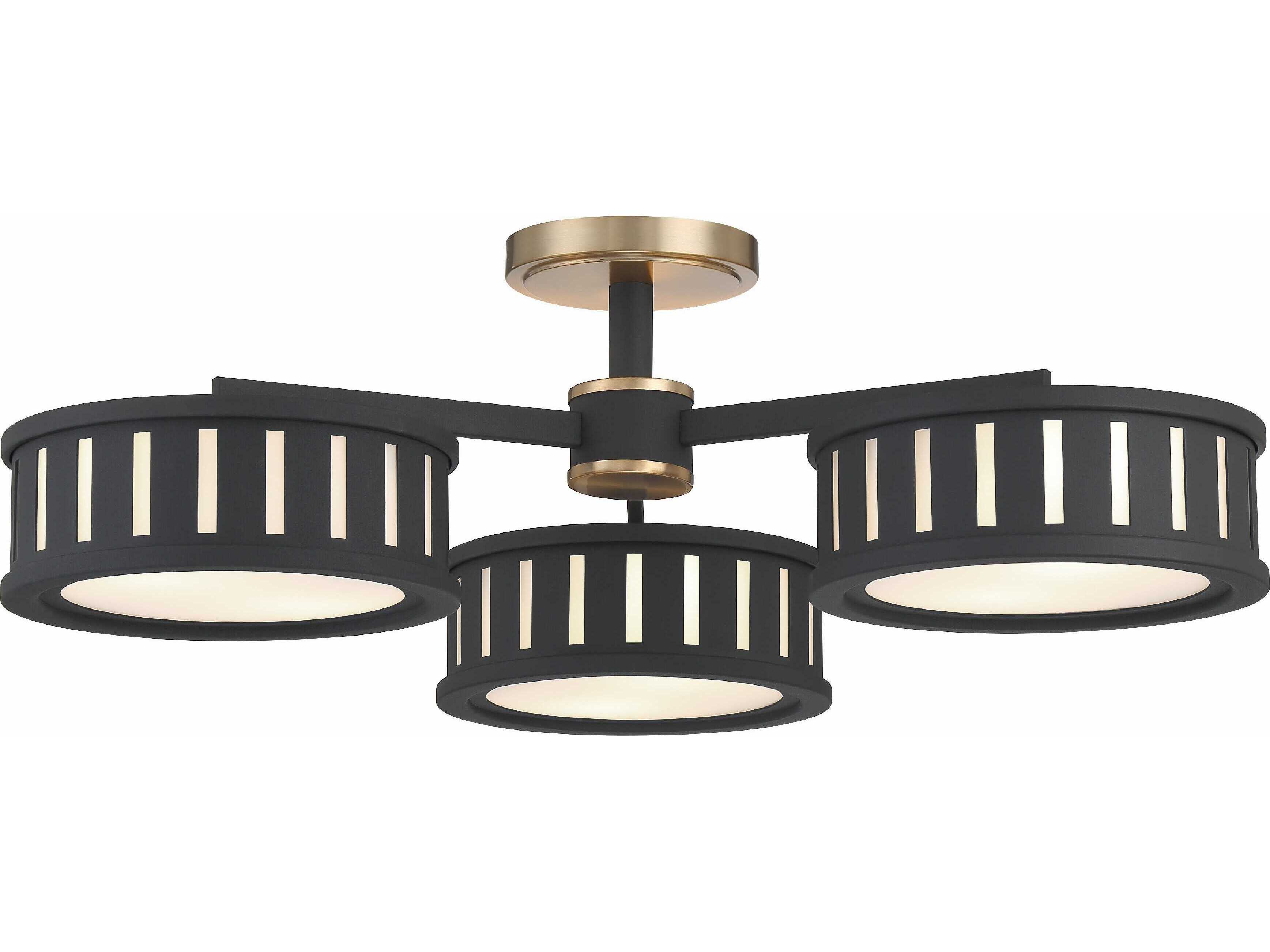 Crystorama Kendal 6-Light Vibrant Gold Black Forged Glass Drum Semi Flush Mount