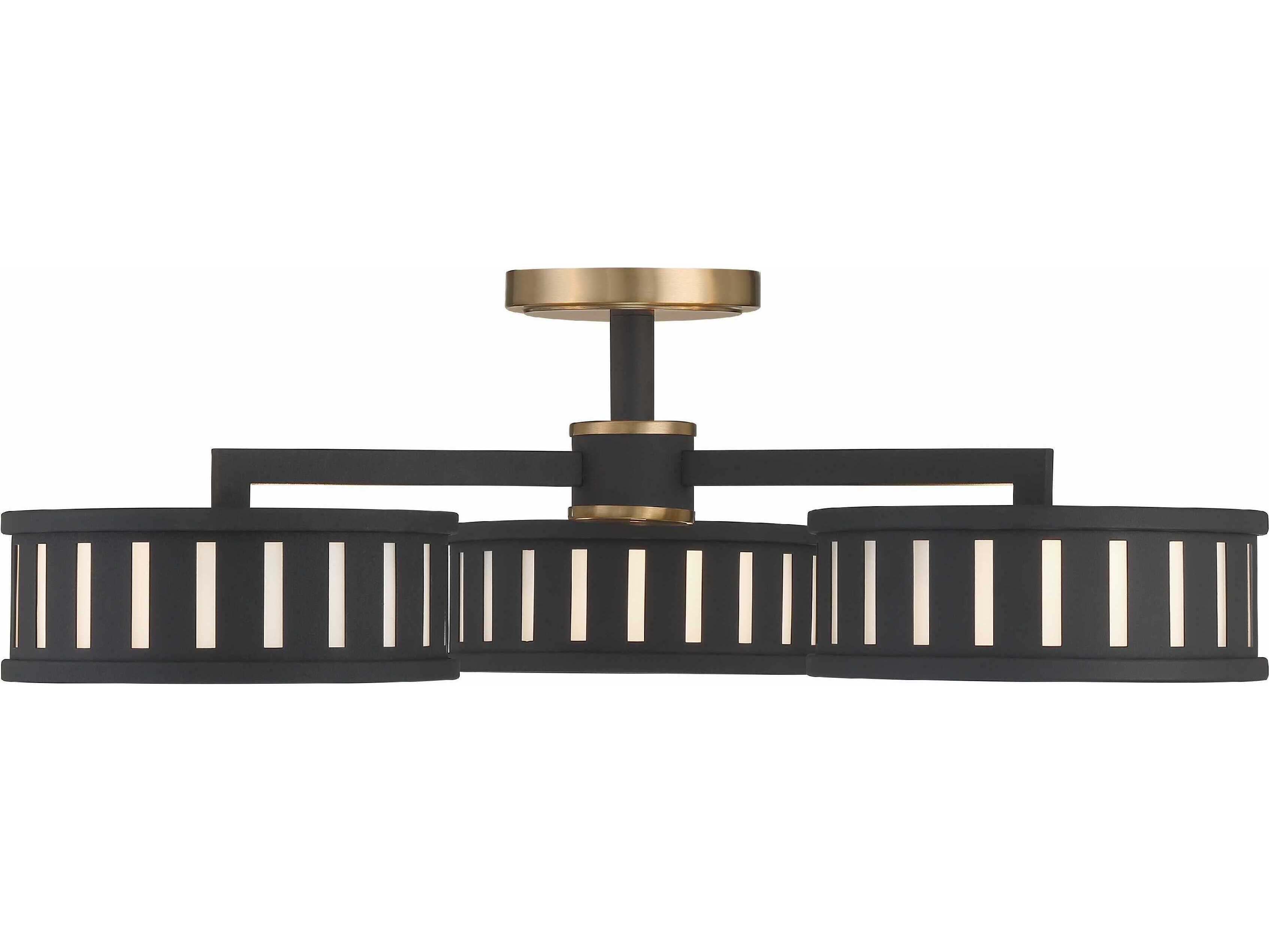 Crystorama Kendal 6-Light Vibrant Gold Black Forged Glass Drum Semi Flush Mount