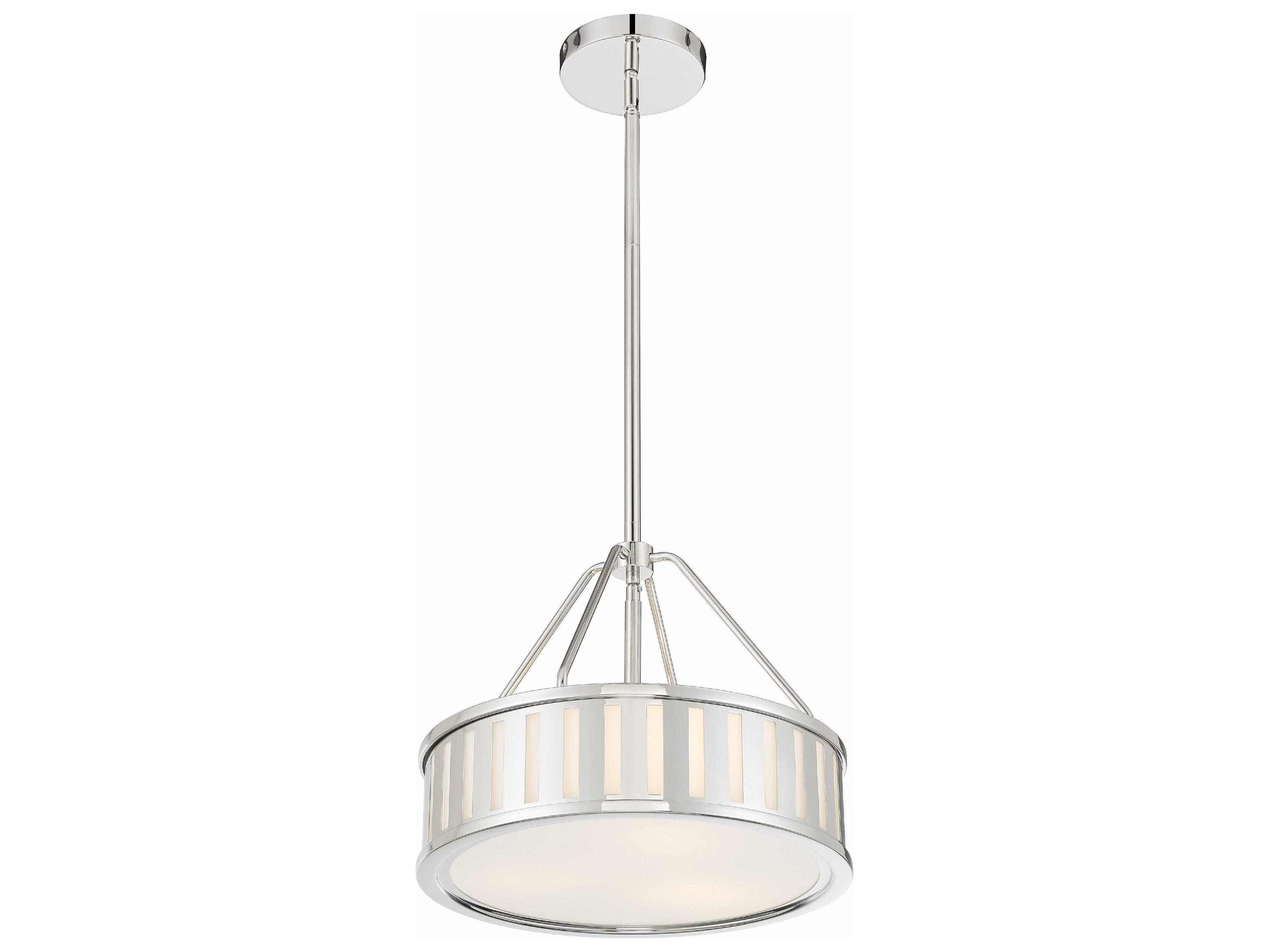 Crystorama Kendal 3-Light Polished Nickel Glass Drum Pendant