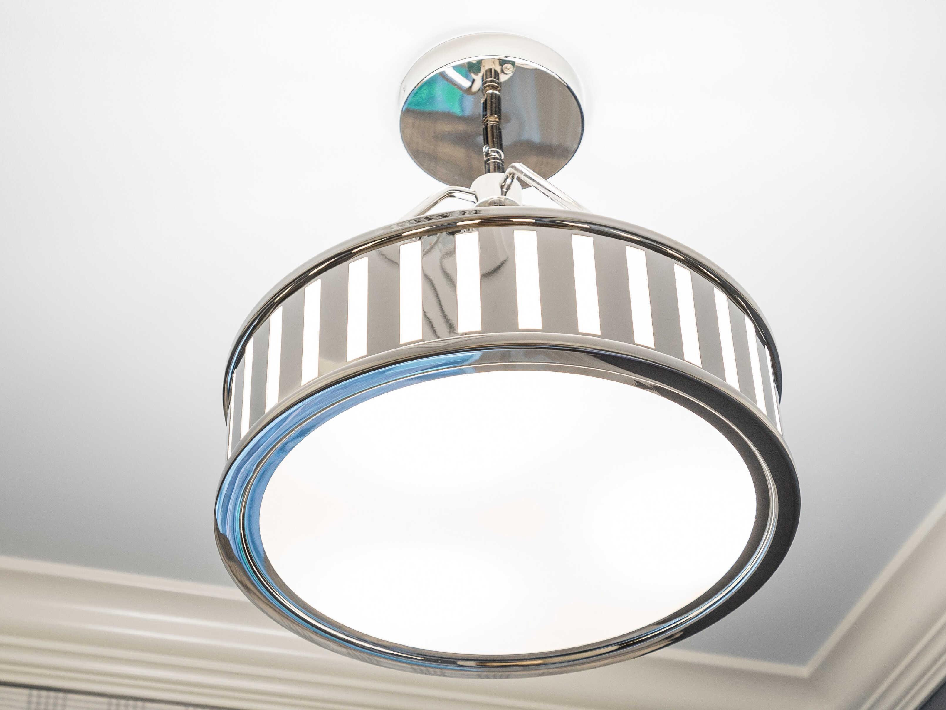 Crystorama Kendal 3-Light Polished Nickel Glass Drum Pendant