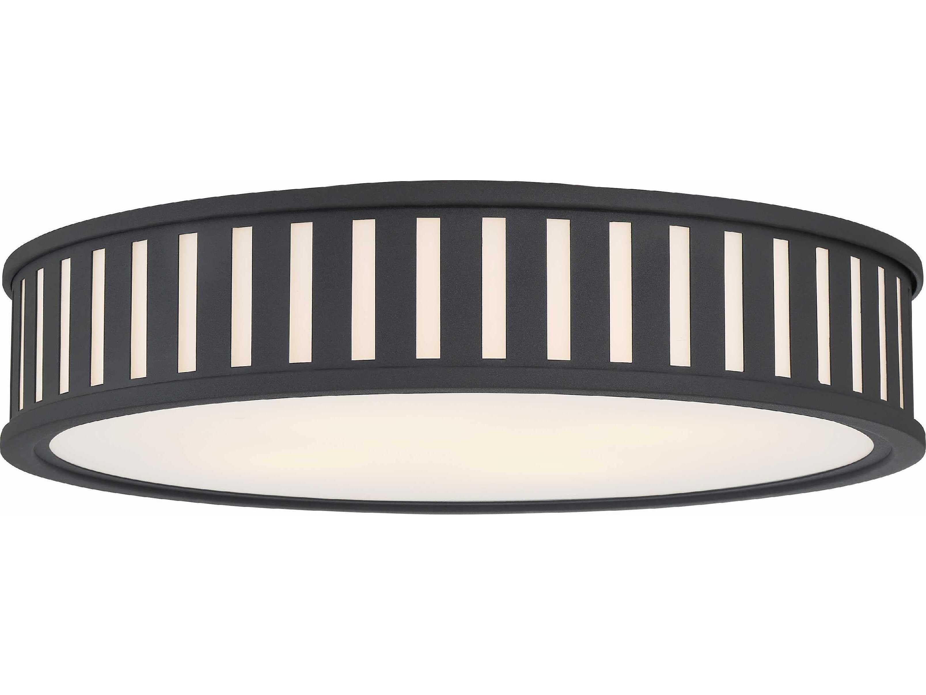 Crystorama Kendal 4-Light Black Forged Glass Drum Flush Mount