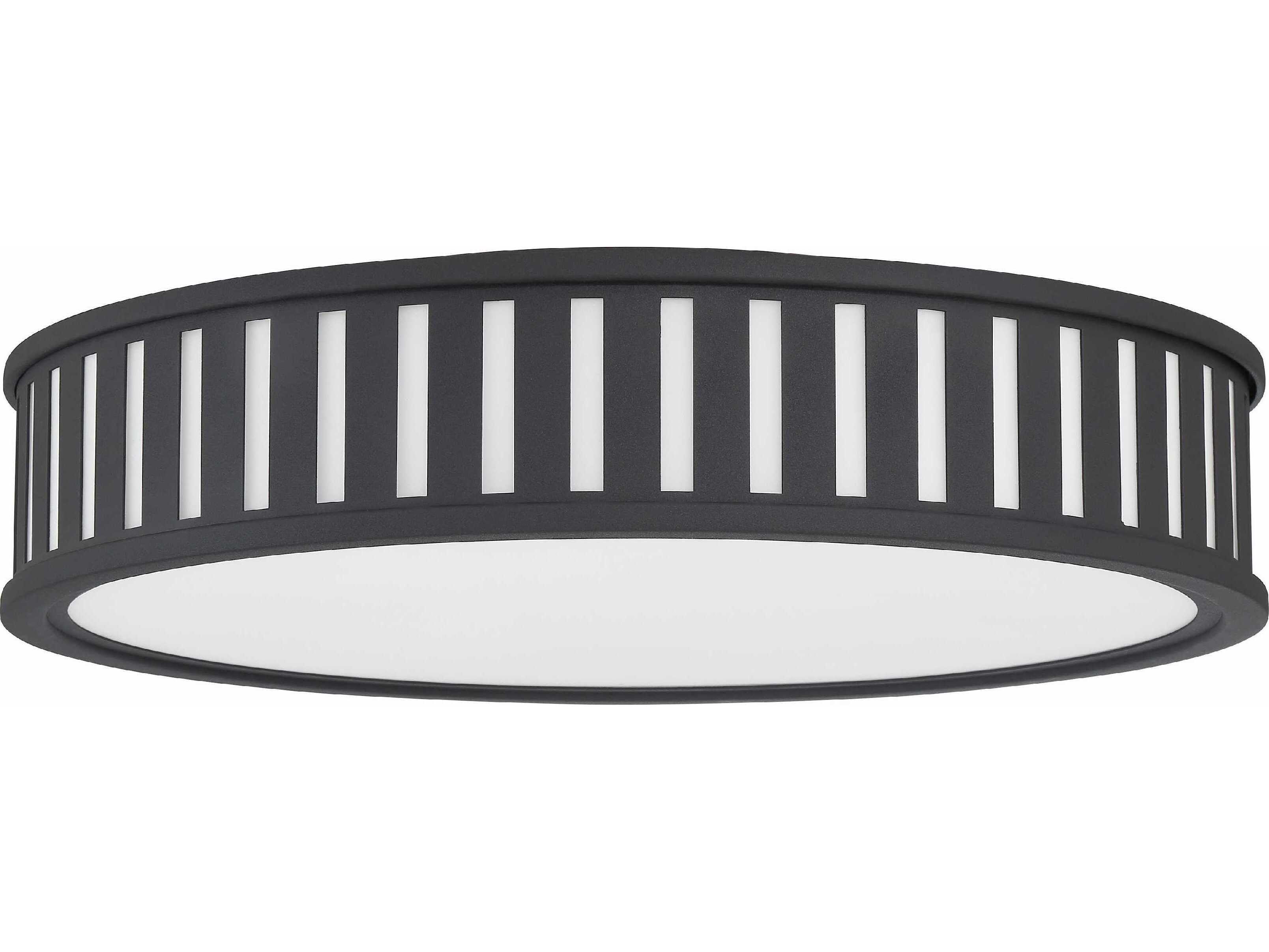 Crystorama Kendal 4-Light Black Forged Glass Drum Flush Mount