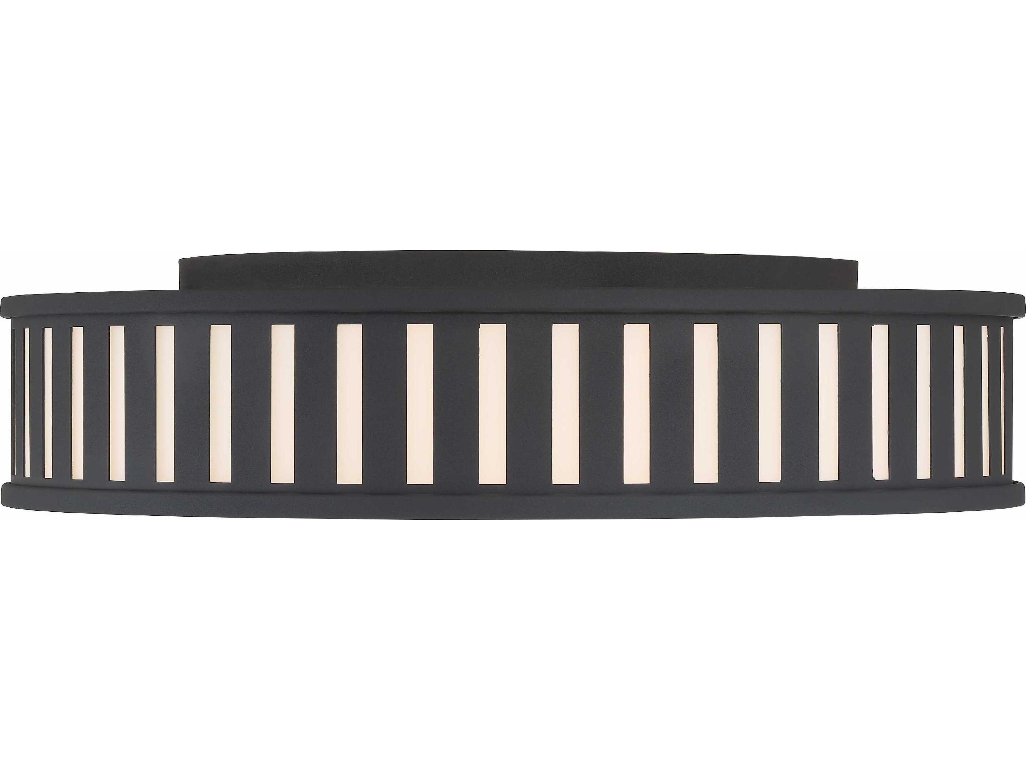 Crystorama Kendal 4-Light Black Forged Glass Drum Flush Mount