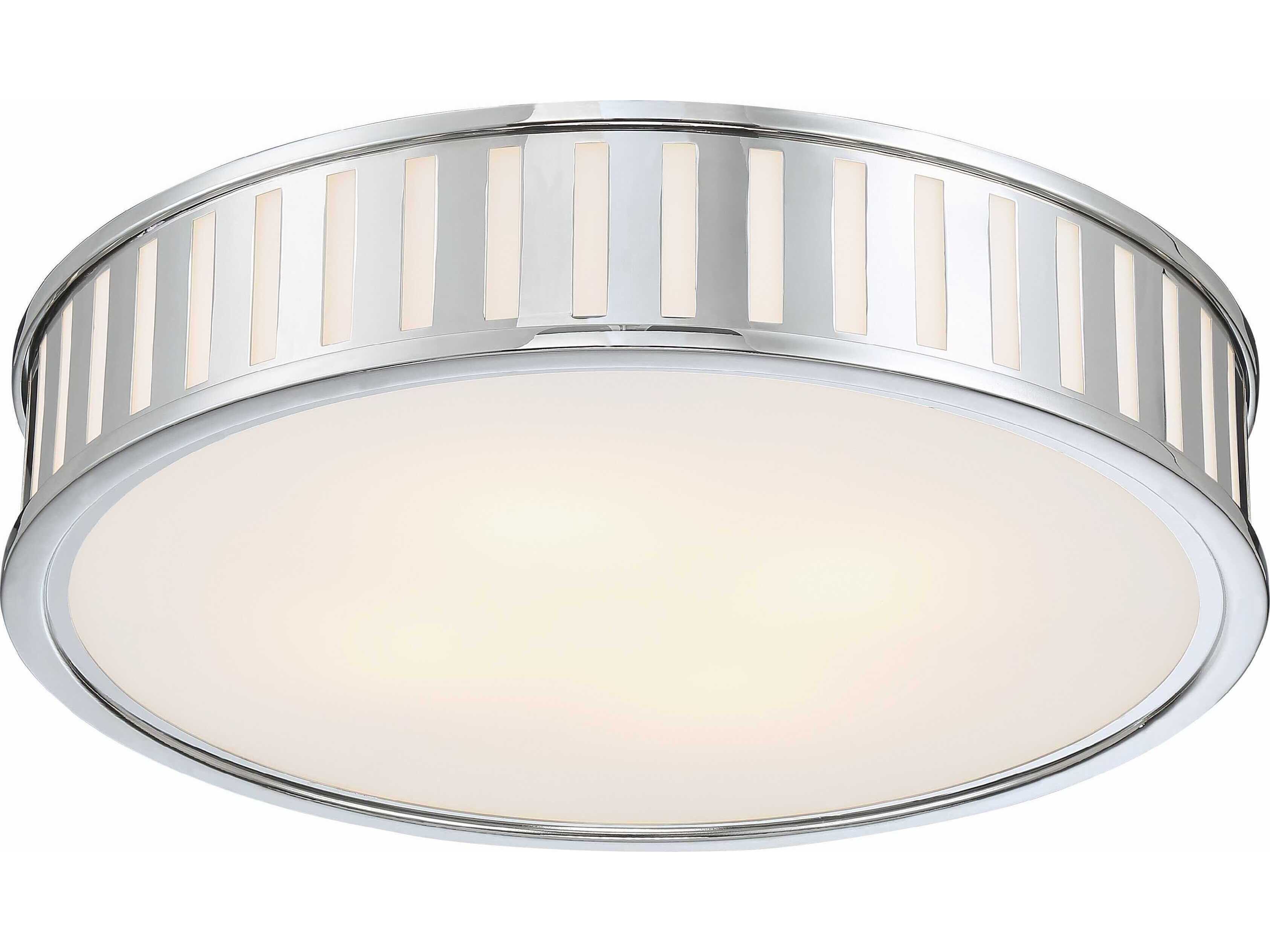 Crystorama Kendal 4-Light Polished Nickel Glass Drum Flush Mount