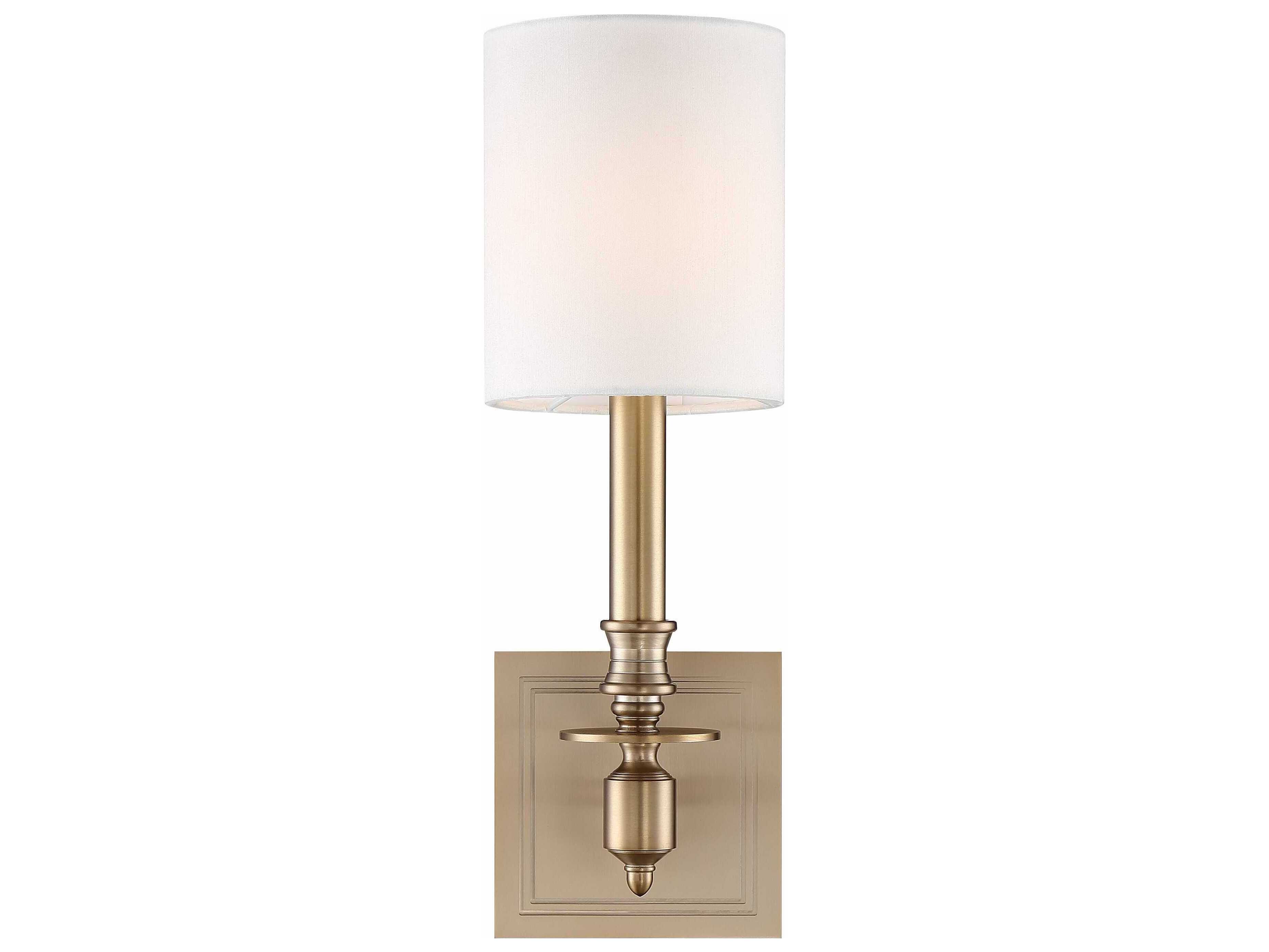 Crystorama Lloyd 1-Light Aged Brass White Wall Sconce