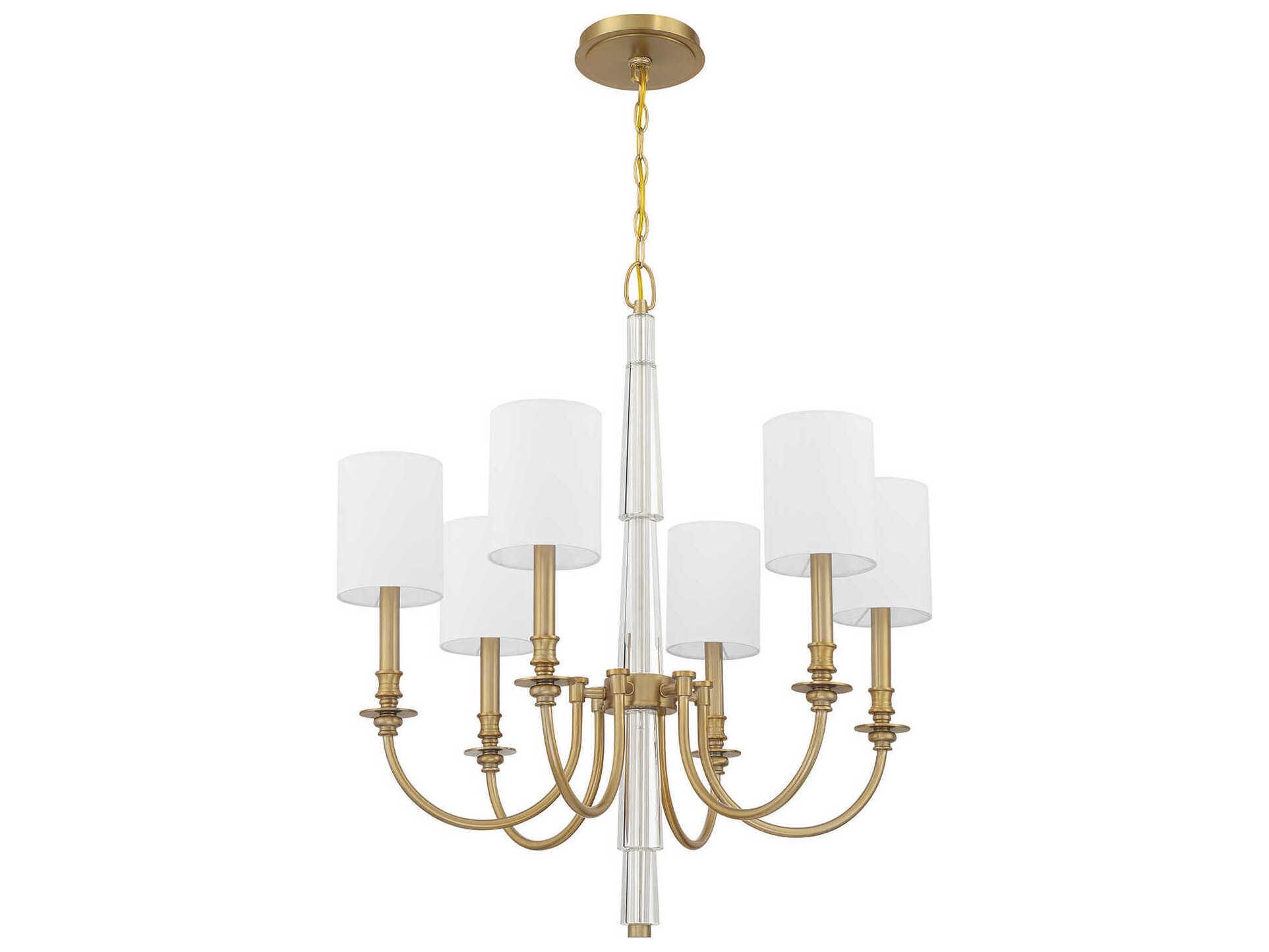 Crystorama Lloyd 6-Light Aged Brass Traditional Candelabra Chandelier