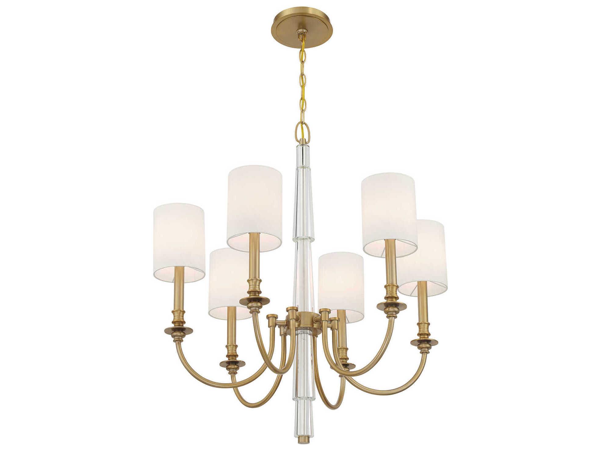 Crystorama Lloyd 6-Light Aged Brass Traditional Candelabra Chandelier