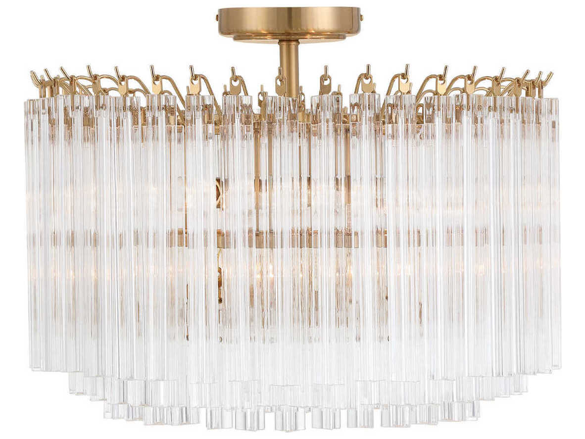 Crystorama Lofton 5-Light Aged Brass Semi Flush Mount