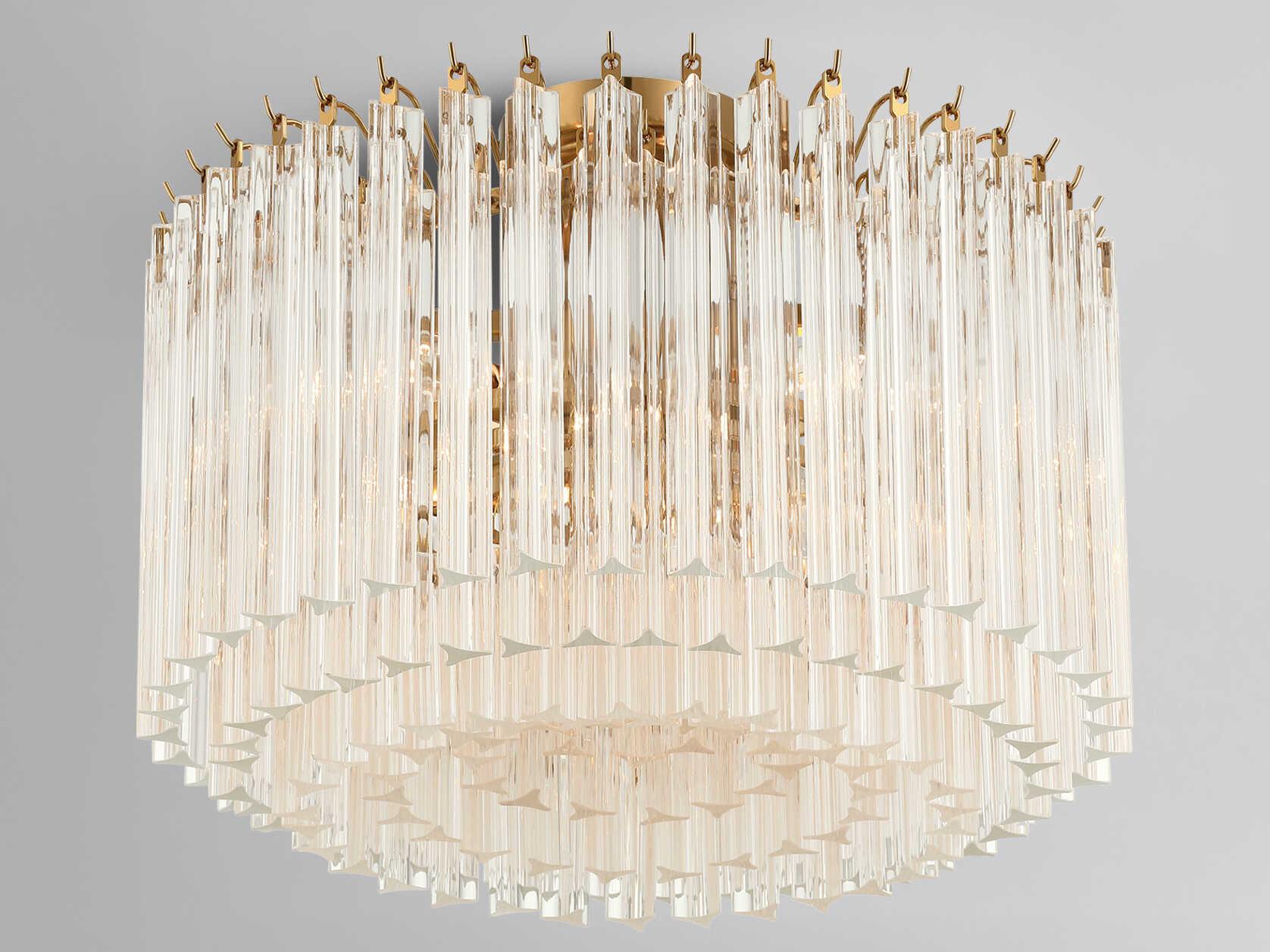 Crystorama Lofton 5-Light Aged Brass Semi Flush Mount