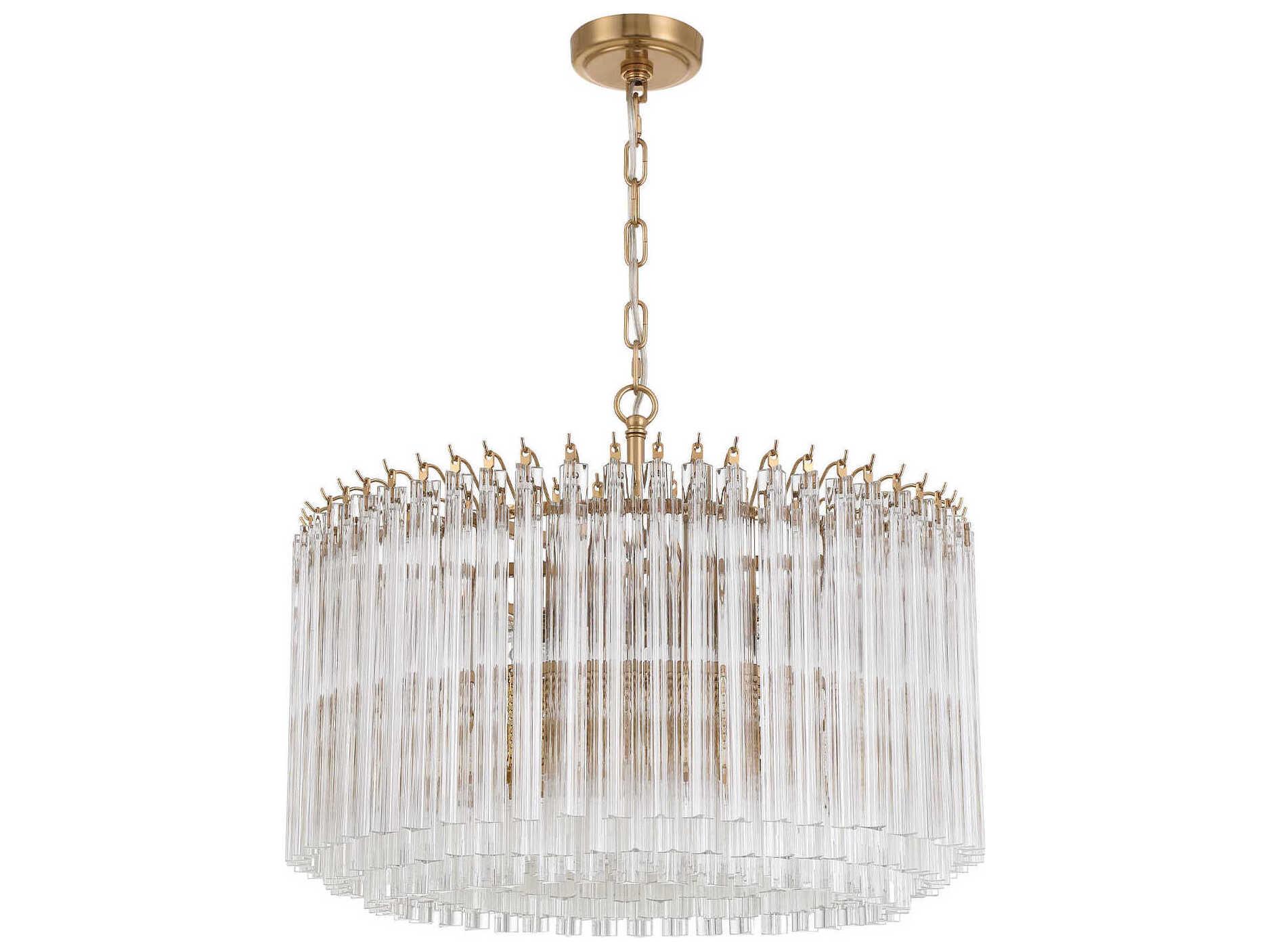 Crystorama Lofton 7-Light Aged Brass Candelabra Chandelier