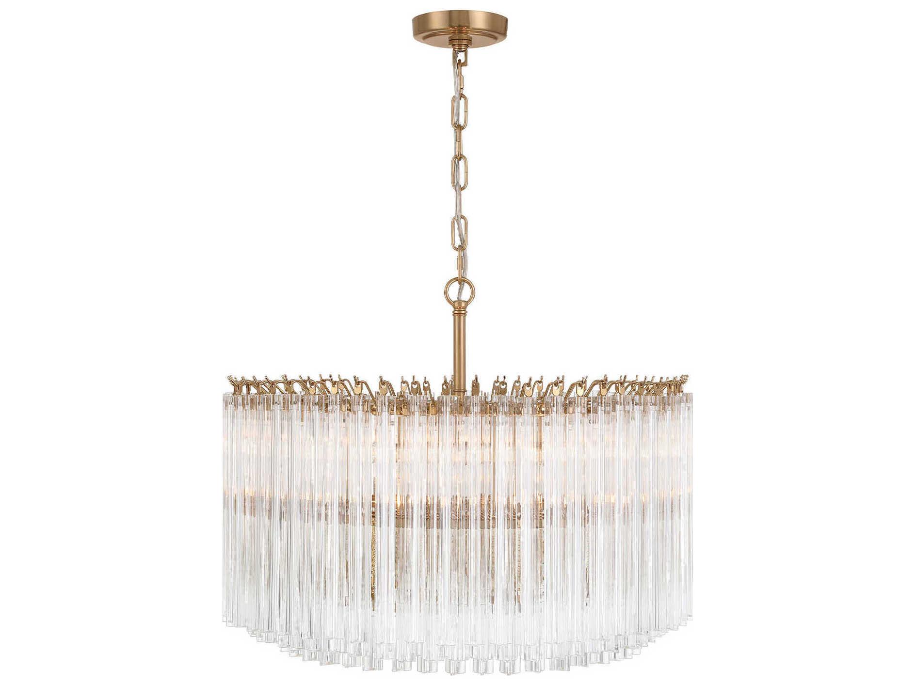 Crystorama Lofton 7-Light Aged Brass Candelabra Chandelier