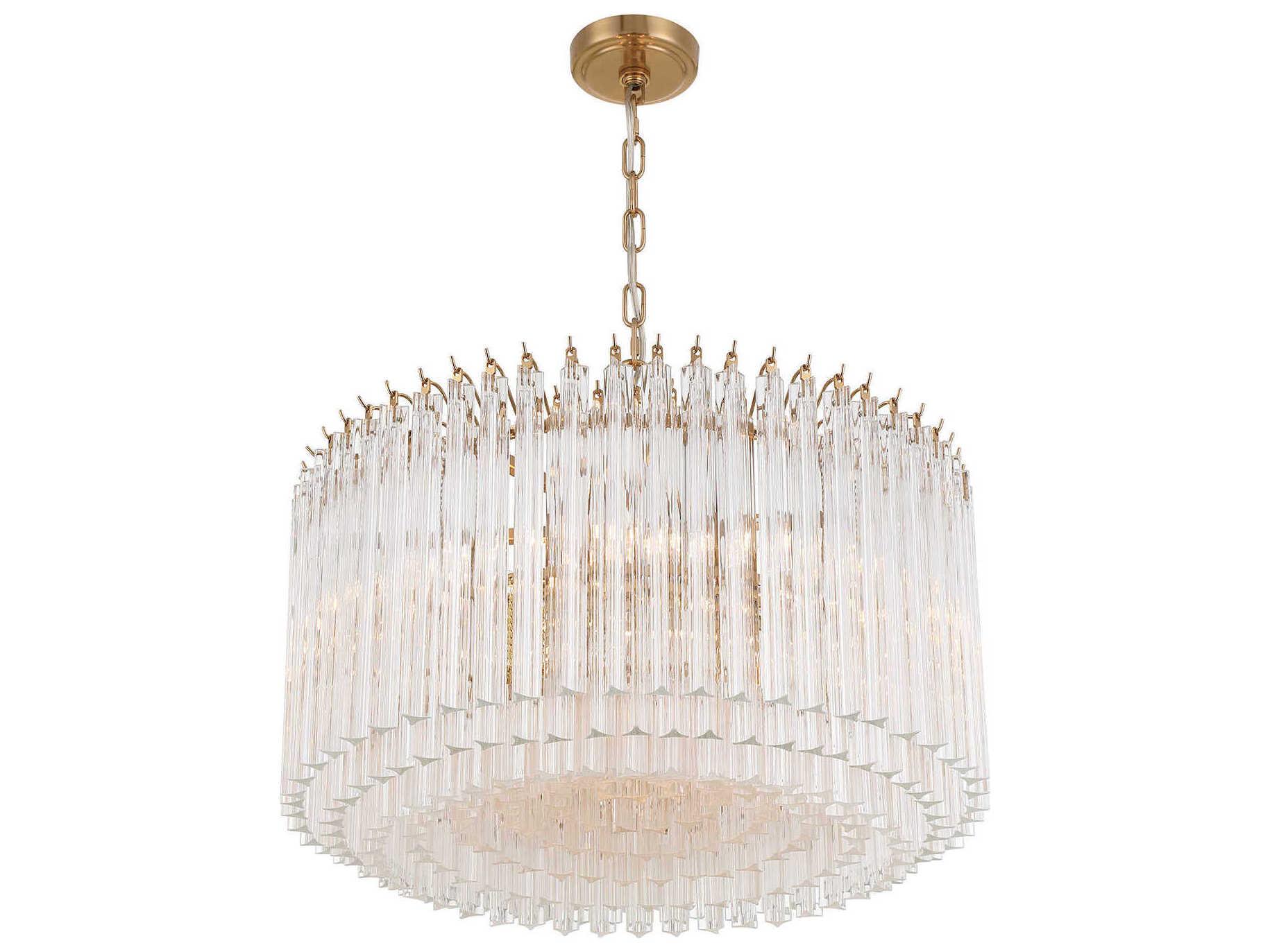 Crystorama Lofton 7-Light Aged Brass Candelabra Chandelier