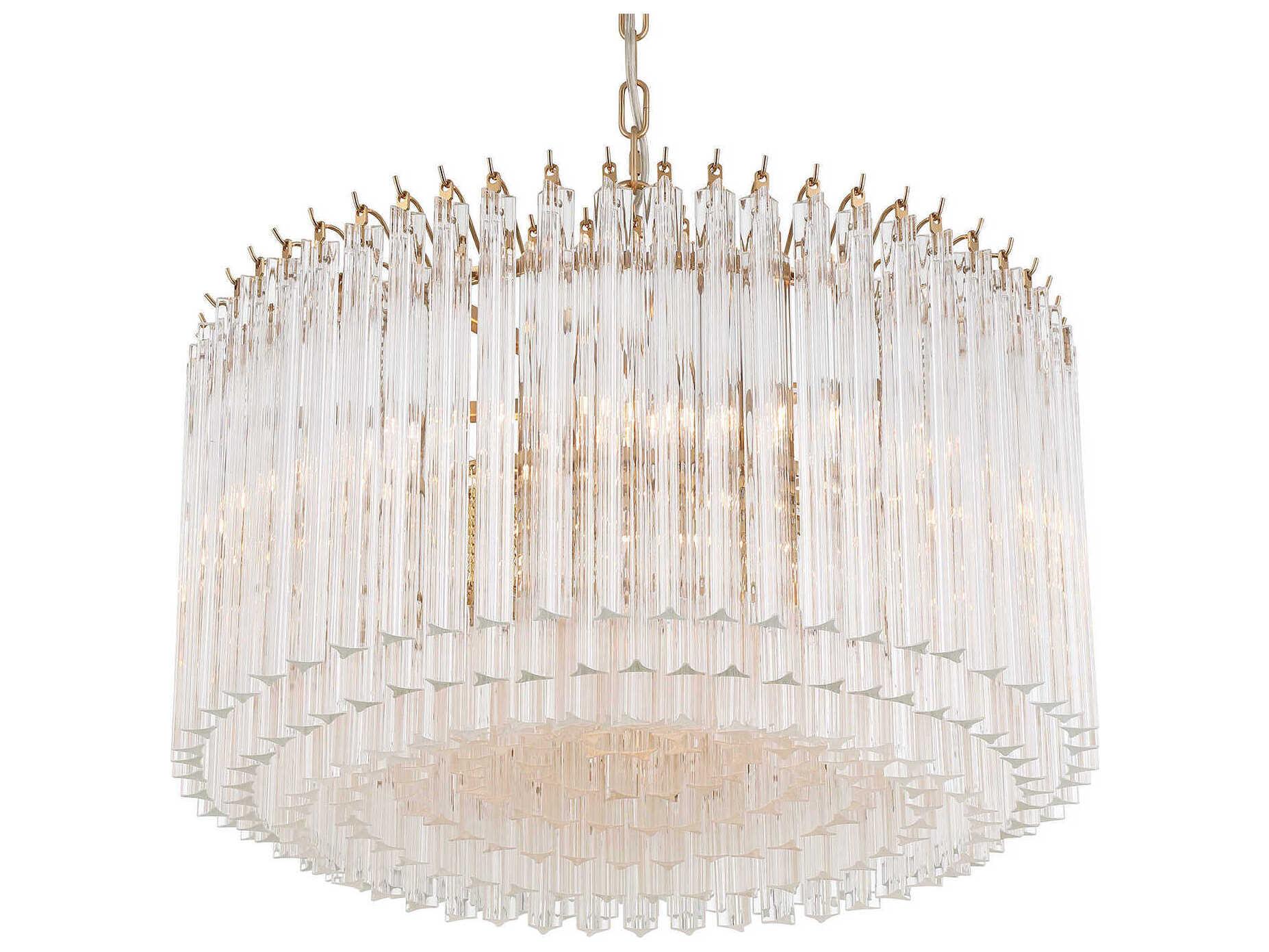 Crystorama Lofton 7-Light Aged Brass Candelabra Chandelier