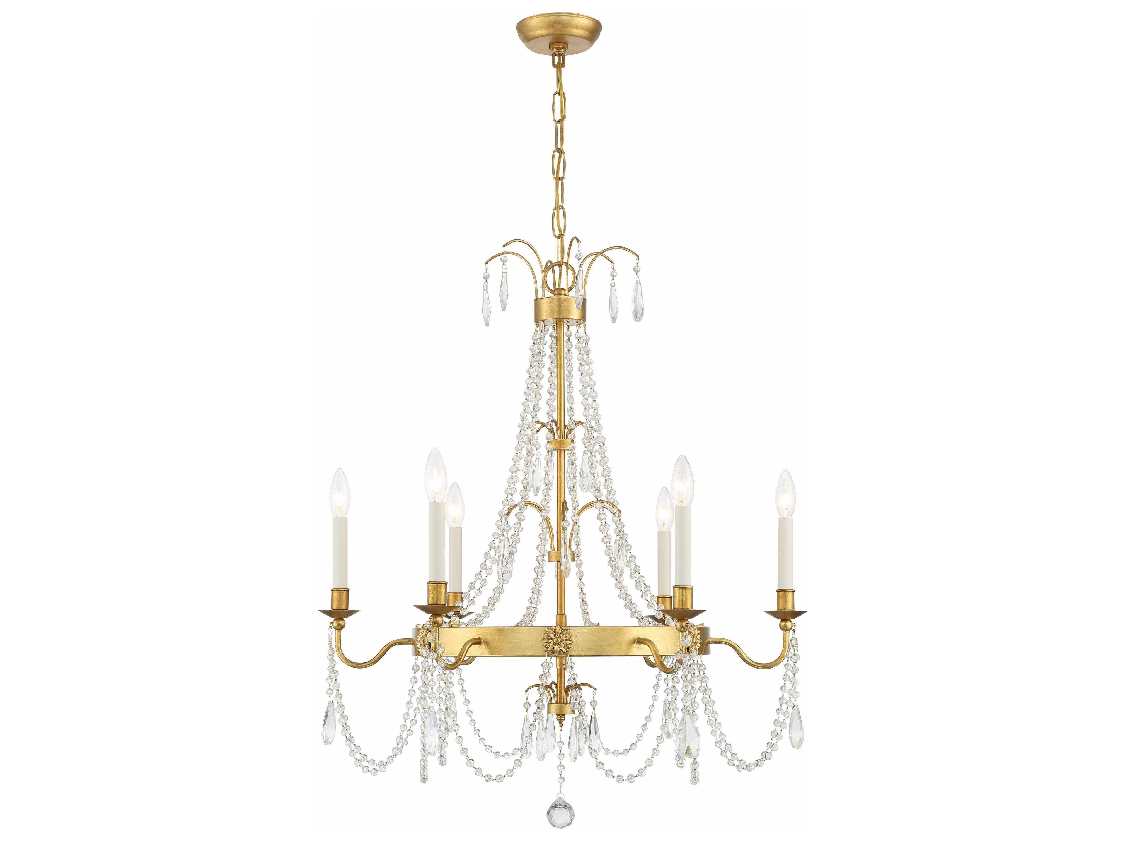 Crystorama Maizey 6-Light Antique Gold Candelabra Chandelier