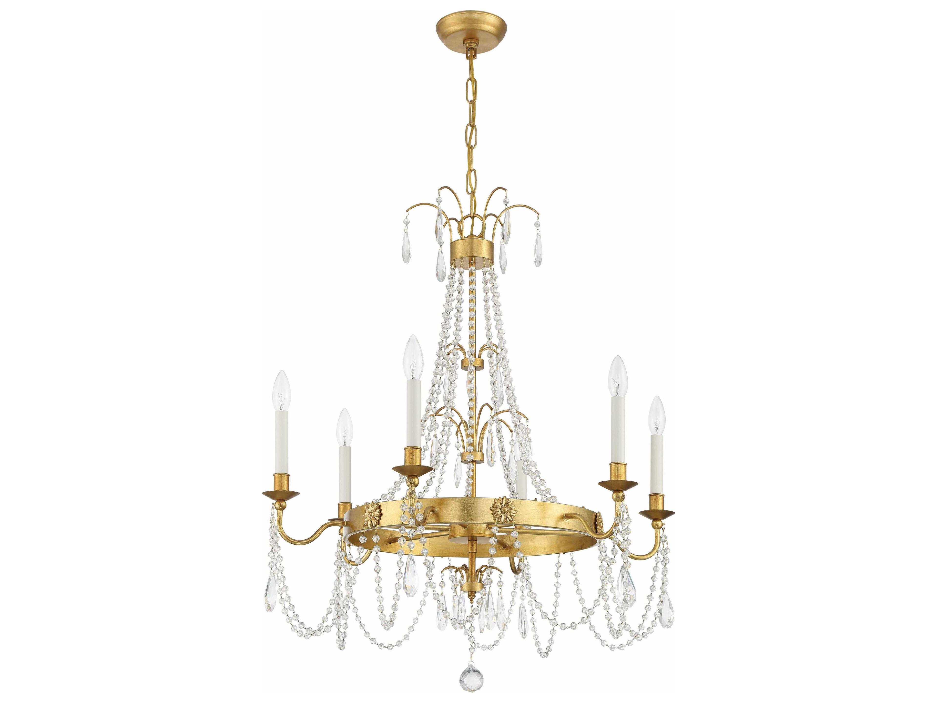 Crystorama Maizey 6-Light Antique Gold Candelabra Chandelier