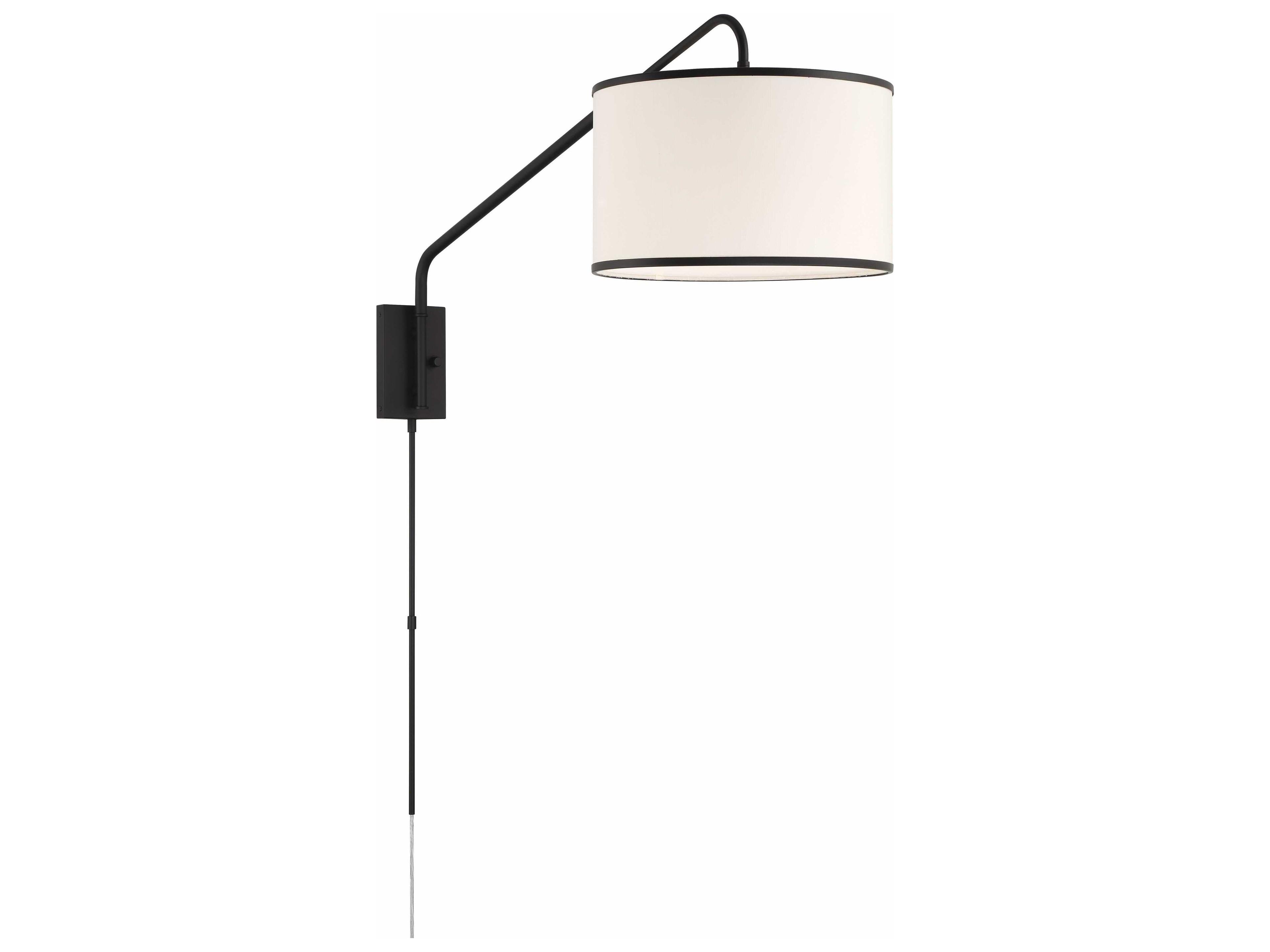 Crystorama Mallory 1-Light Matte Black Swing Wall Sconce