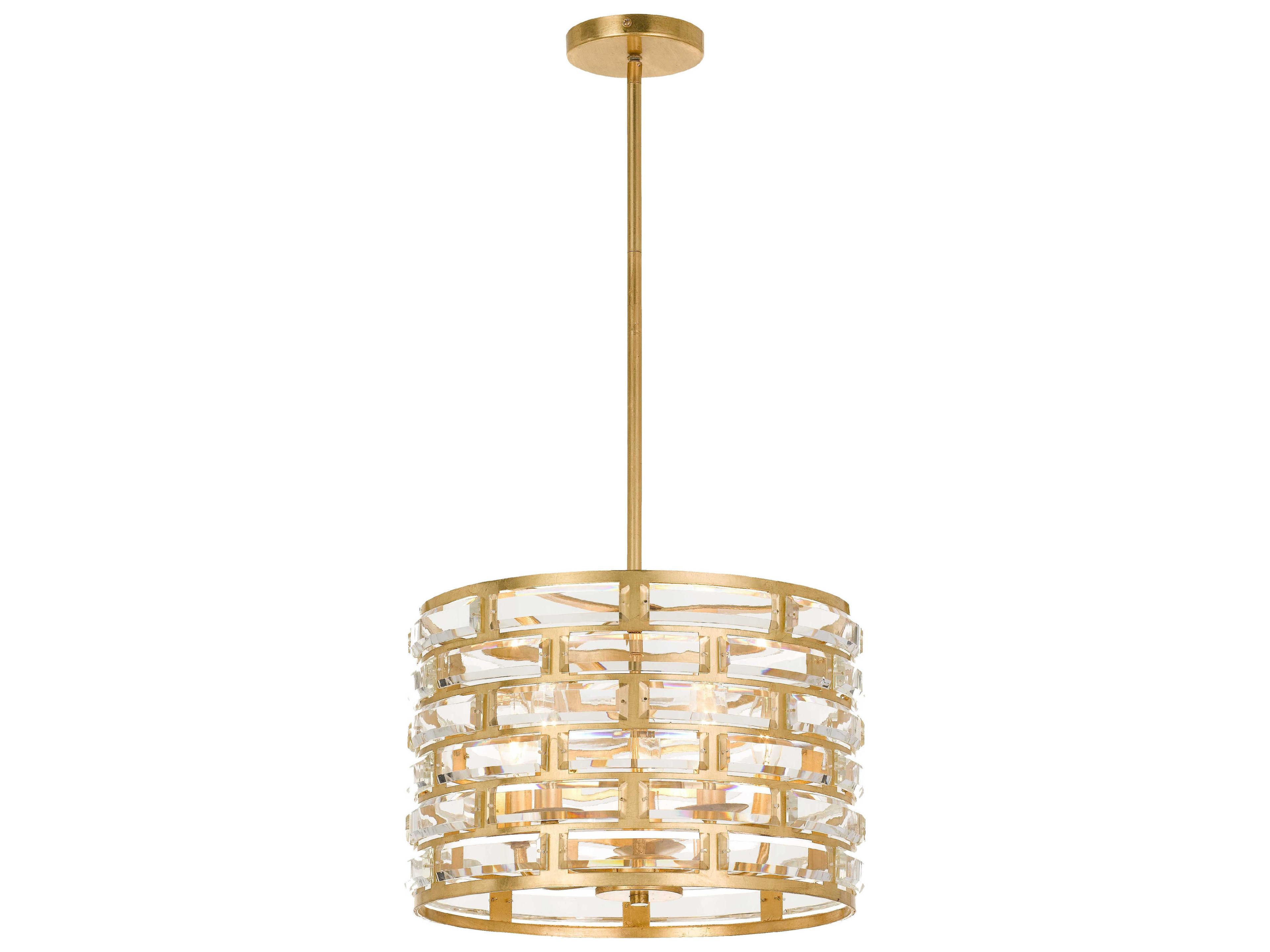 Crystorama Meridian 5-Light Antique Gold Clear Crystal Candelabra Drum Chandelier