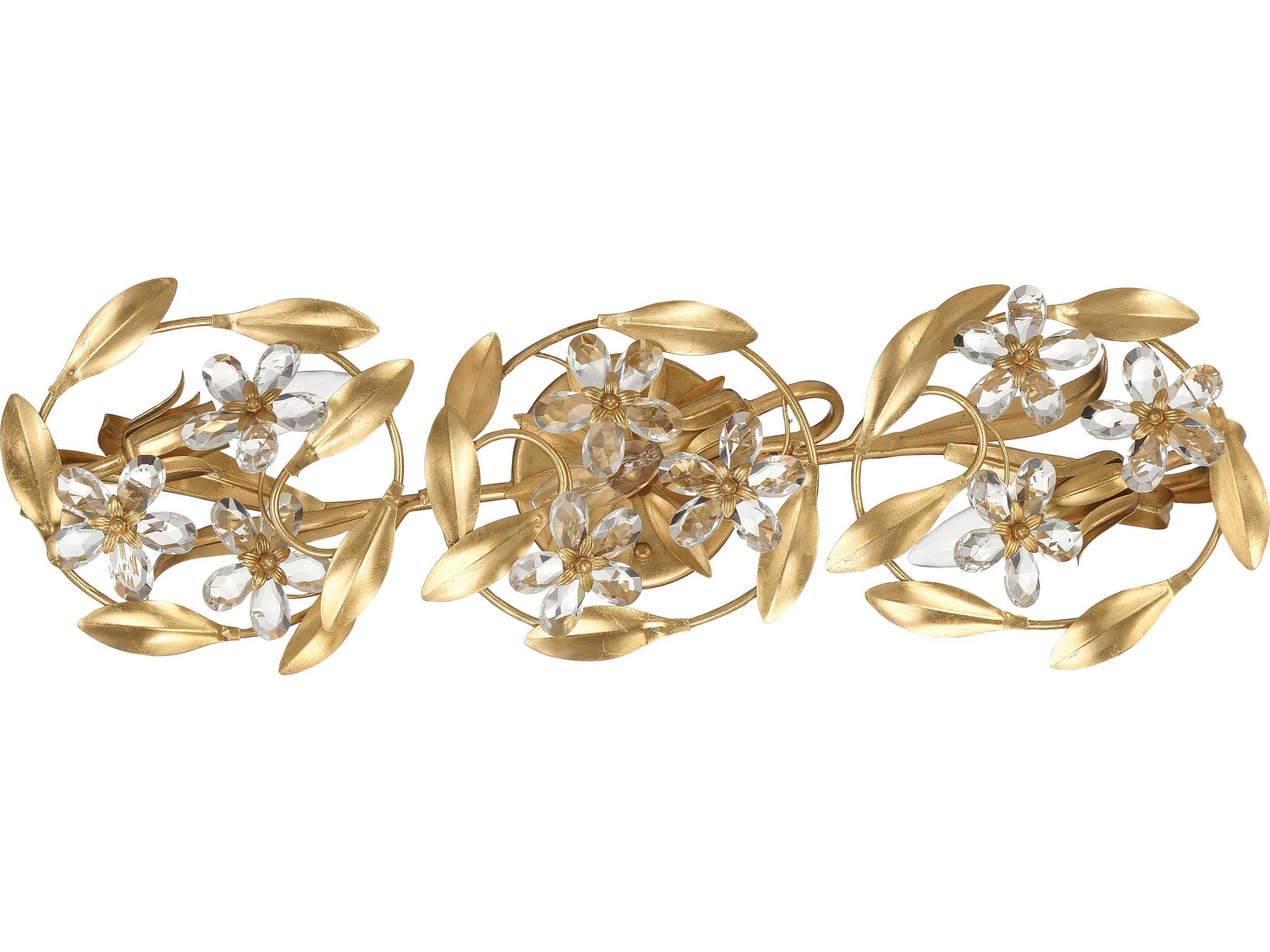 Crystorama Marselle 3-Light Antique Gold Vanity Light