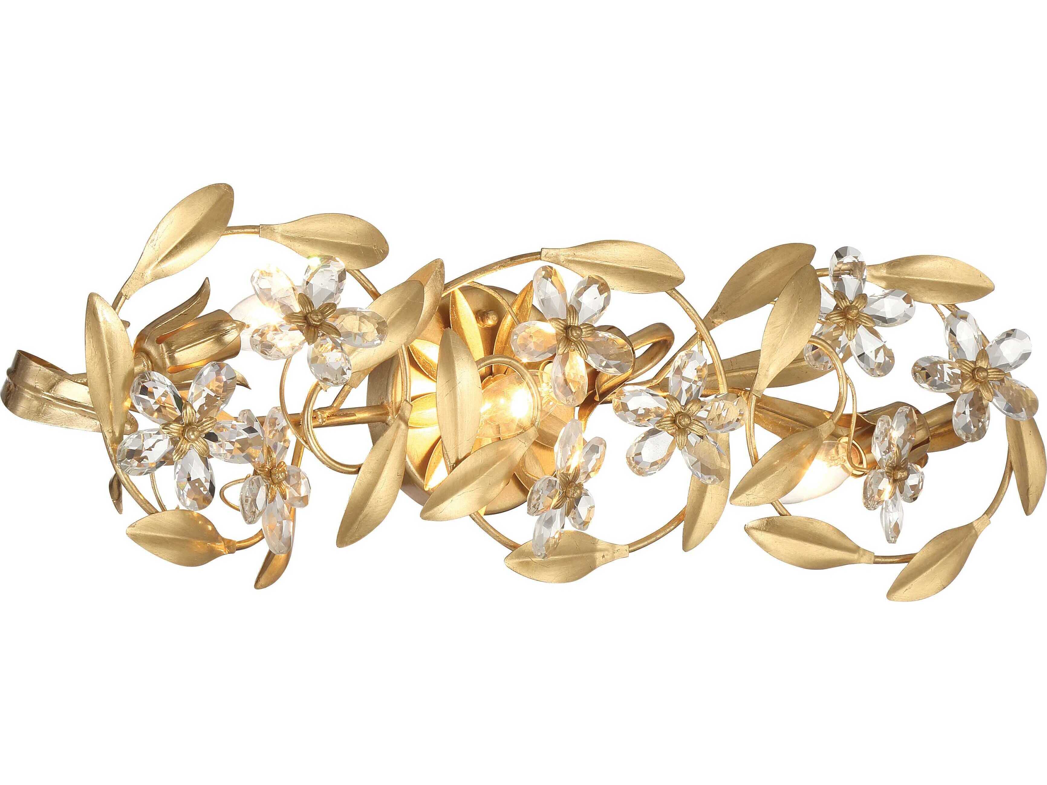 Crystorama Marselle 3-Light Antique Gold Vanity Light