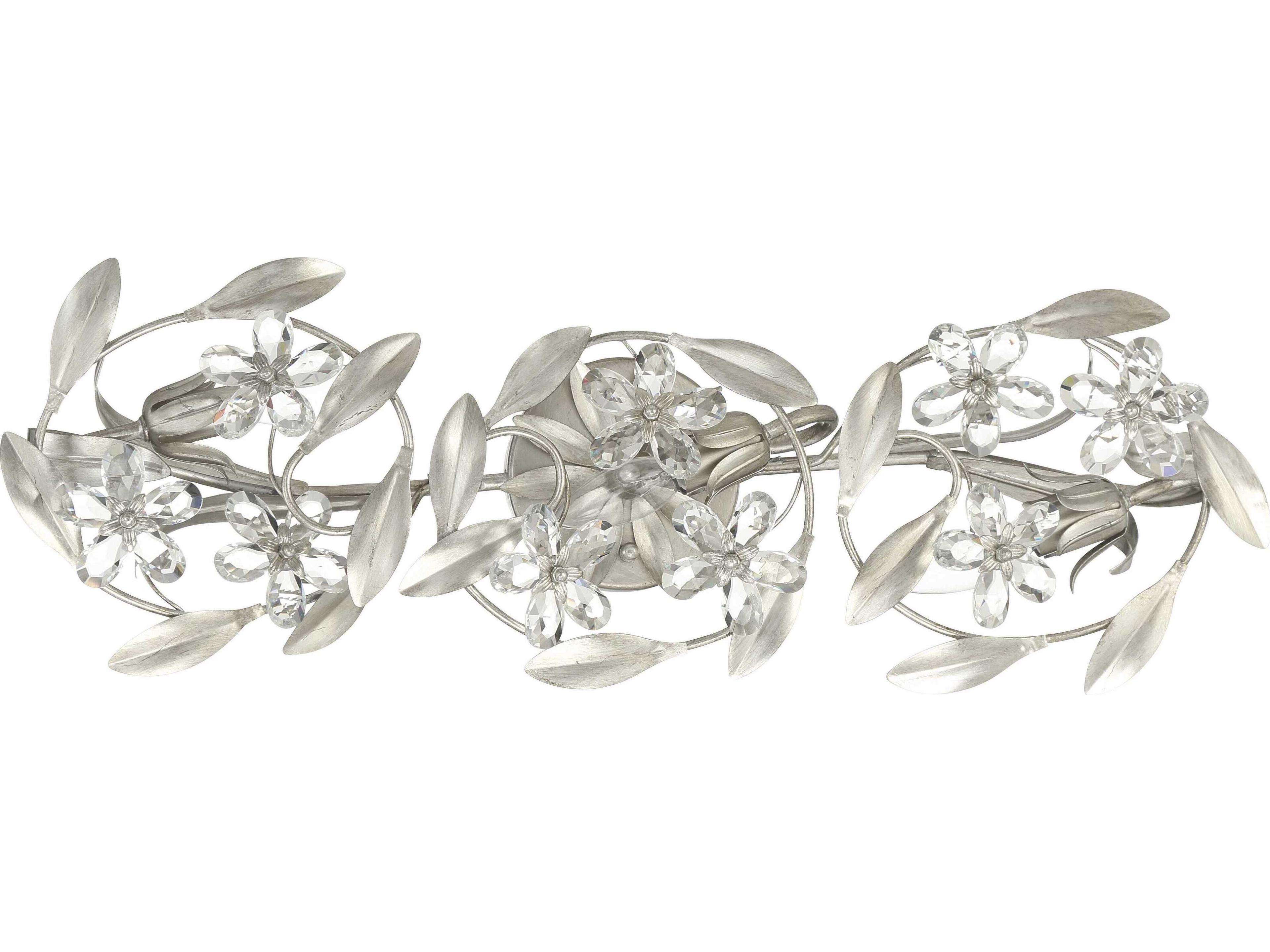 Crystorama Marselle 3-Light Antique Silver Vanity Light