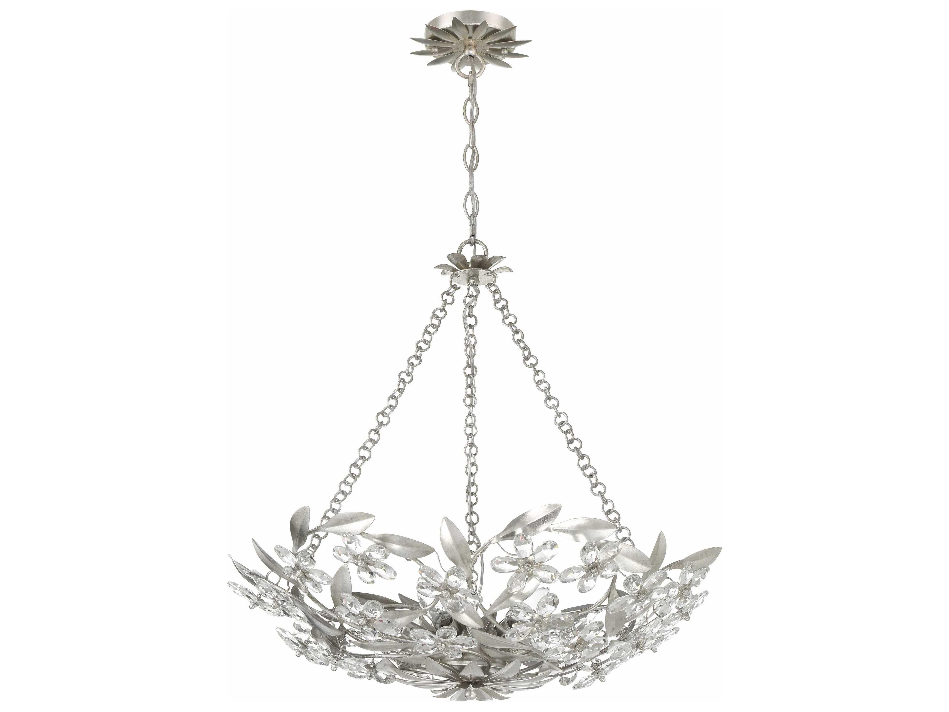 Crystorama Marselle 6-Light Antique Silver Candelabra Chandelier