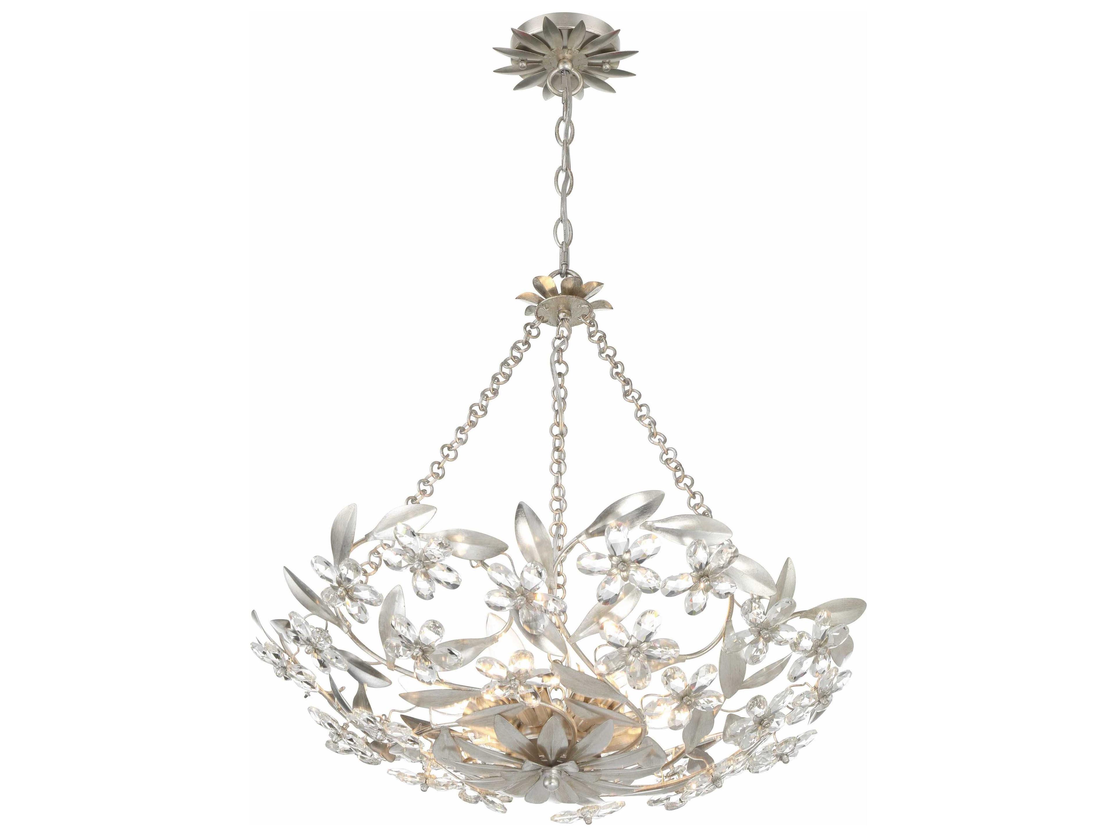 Crystorama Marselle 6-Light Antique Silver Candelabra Chandelier