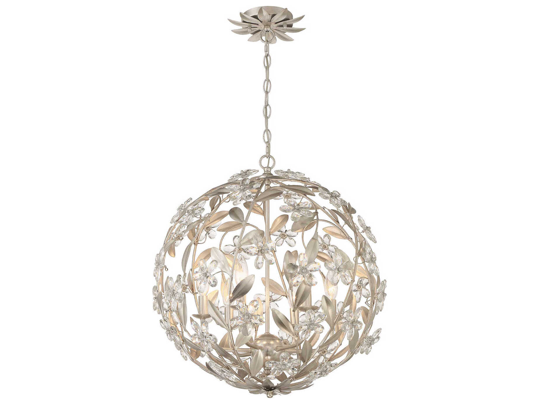 Crystorama Marselle 6-Light Antique Silver Pendant